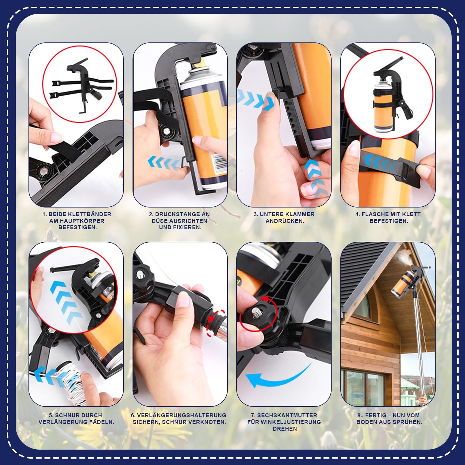 4 m Sprühdosen Verlängerung Adapter, Teleskopstange Thread 3/4", Sprühdosenverlängerung, Einstellbarer Winkel Sprühstange Für Wespenschaum/Wespen Power Spray Insektizid nicht enthalten.