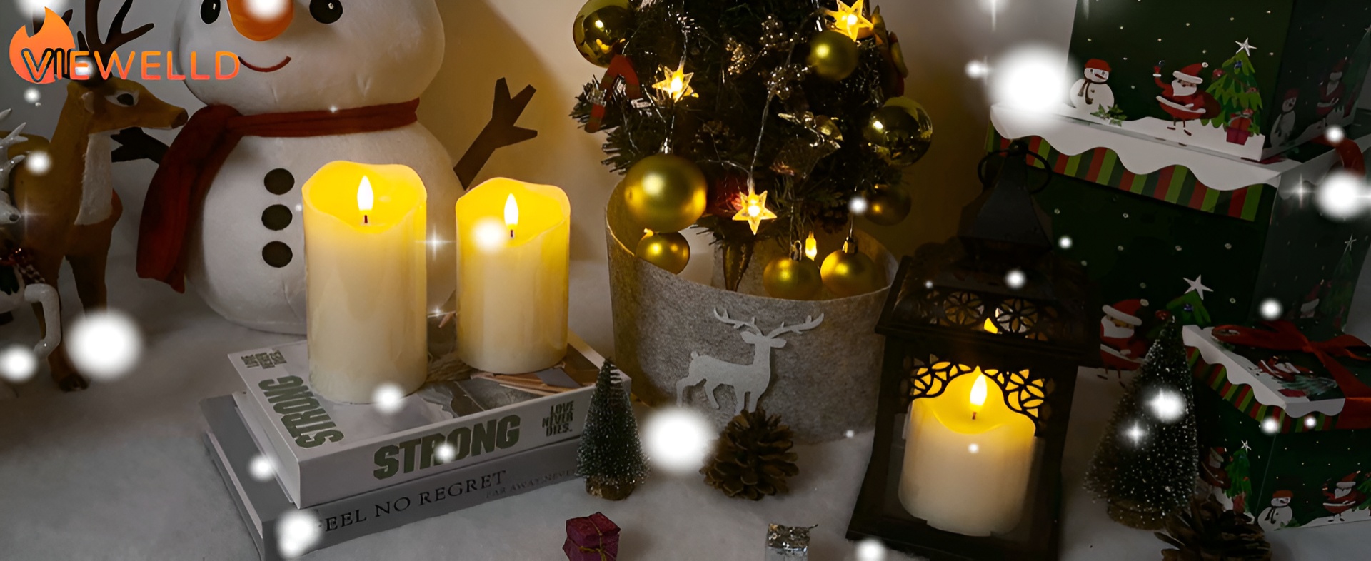 Image of VIEWELLD Flickering Flameless Candles with Remote and Timer, Realistic LED Candles, Battery Operated Candles for Christmas Home Wedding Birthday Decoration, Real Wax Set of 3(Ivory White)