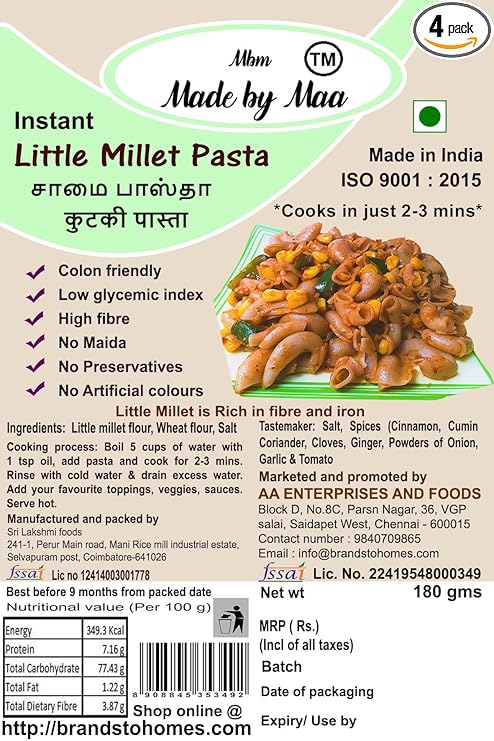 Instant Little Millet Pasta - 180gm