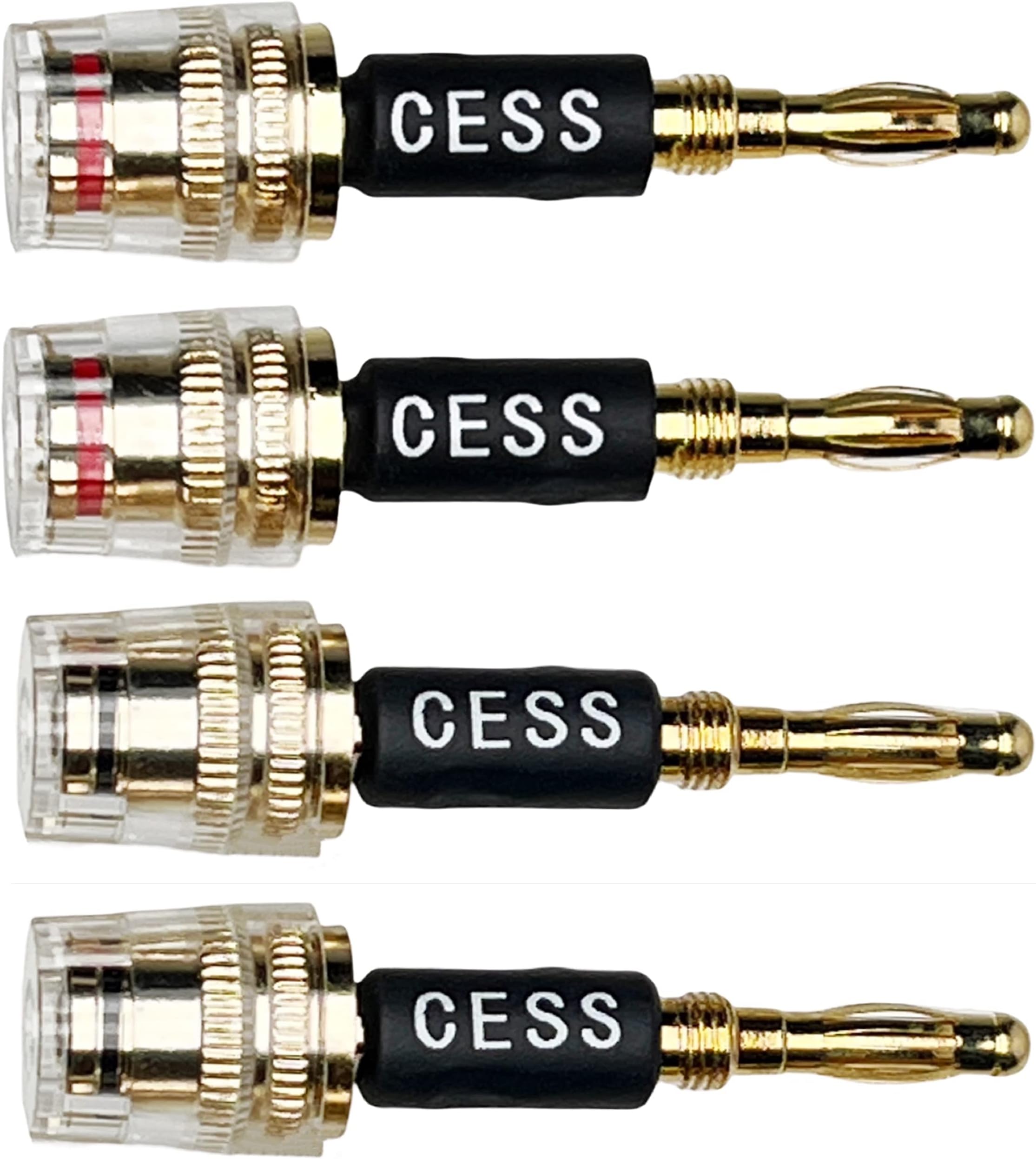 CNCESS CESS-187 Banana Plug Connect to Spade Fork Plug Speaker Cable Adapter, 4 Pack