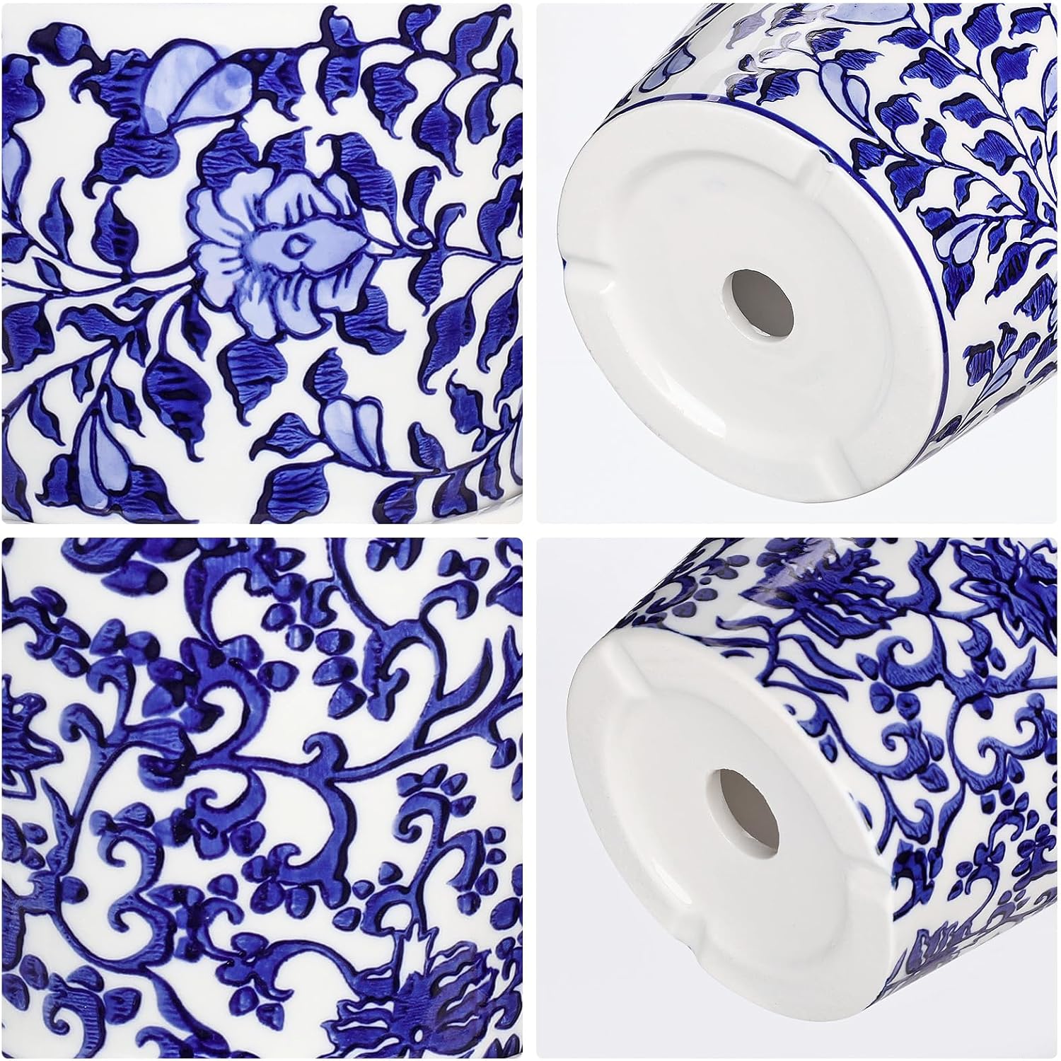 Hollyone 2PCS Blue and White Vase Flower Pot Porcelain Pots Vases Chinoiserie Vase Classic Ceramic Chinese Floral Pot Vases for Bedroom Living Room Console Table Accent Shelf Tabletop Home Decor