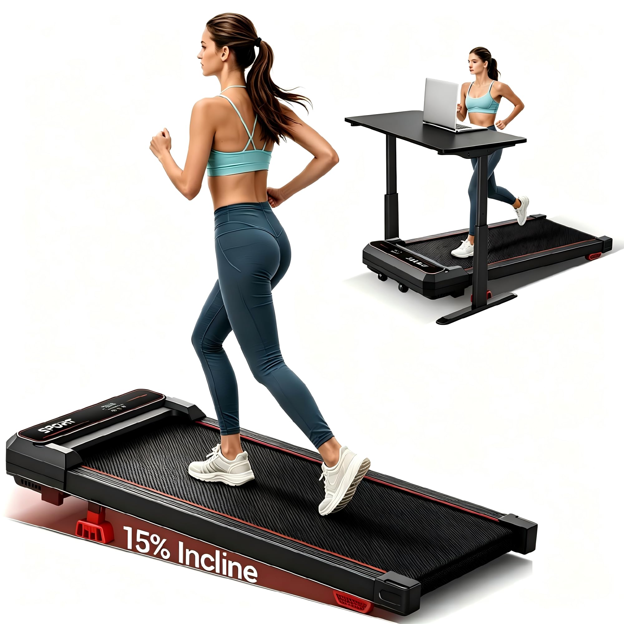Walking Pad with 3-Level Vibration Modes & Incline, Under Desk Treadmill