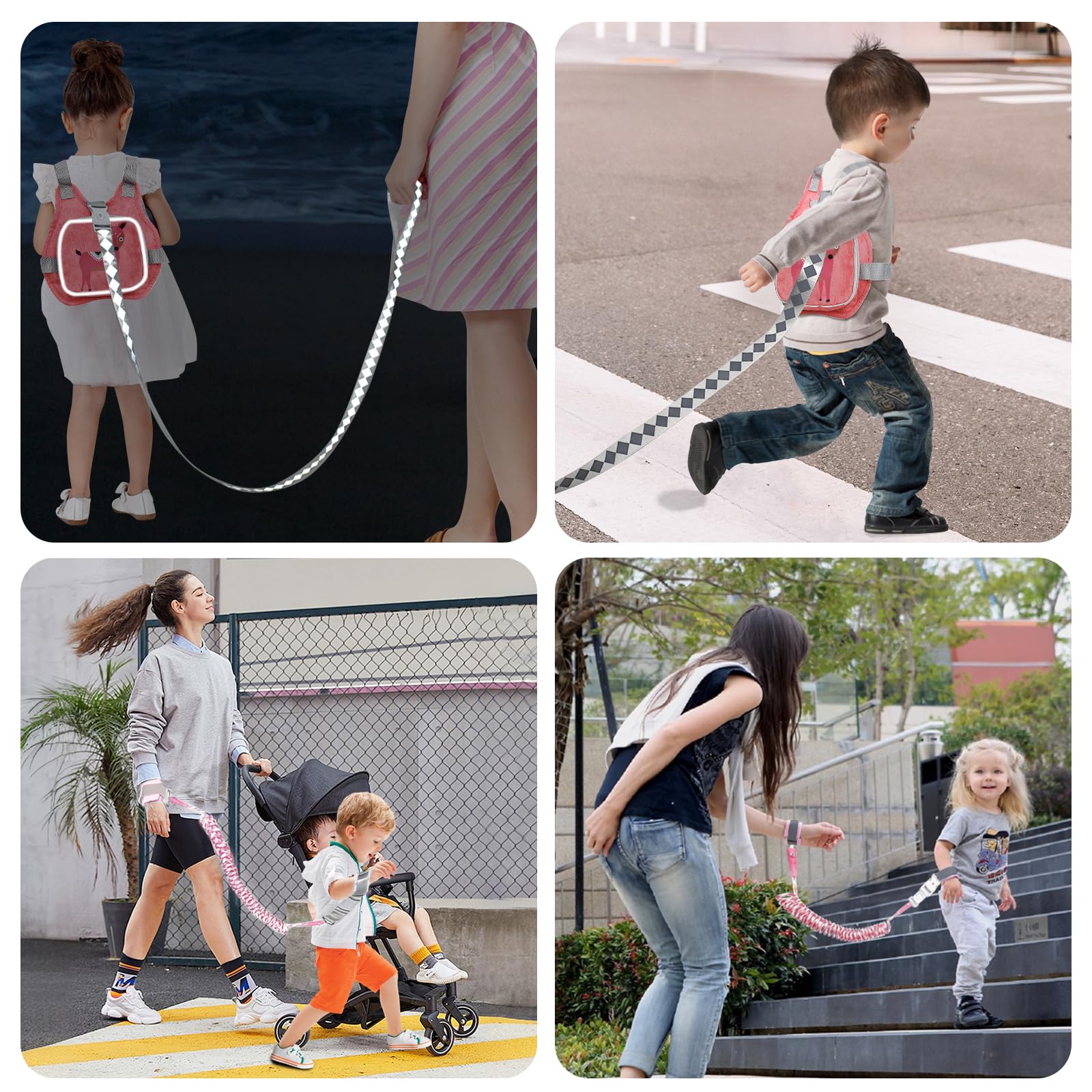 Laisse de Sécurité pour Enfants, Sac à Dos en Laisse pour Enfants 4-in-1, Sac a Dos Laisse Enfant avec Harnais Poignet Enfant Securite, Harnais en Laisse pour Enfants 1 2 3 4 5 ans