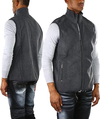 ToBeInStyle Men's Zip Up Sleeveless High Collar Polar Fleece Vest