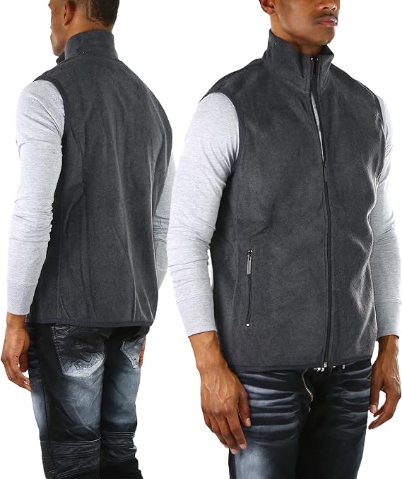 ToBeInStyle Men's Zip Up Sleeveless High Collar Polar Fleece Vest