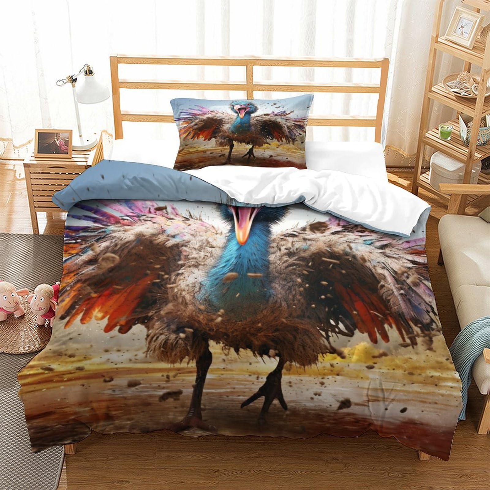 P1S9U7W5Y Elegant Peacock 3D Printed Duvet Cover Set 3pcs Microfiber Peacock Bedding Set Single