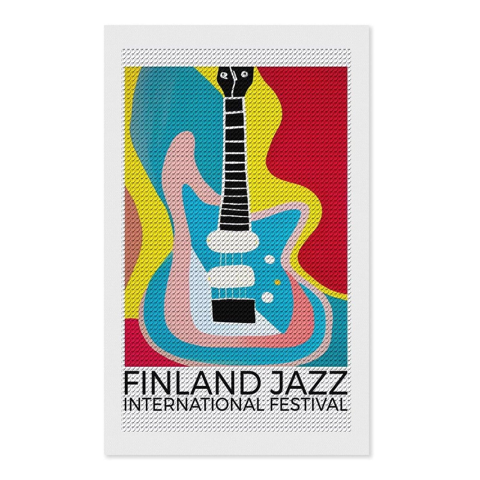 Junmoney Finland Jazz Festival Diamond Art Canvas 12"x20", for Adults, Pleasing Wall Art Project, Modern Decor, Gift Idea, Nice Detail and Sparkle