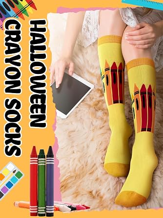 Glitopper Crayon Socks, Halloween Stockings for Women