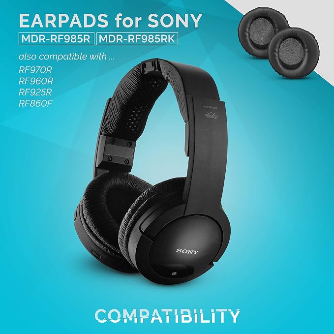 Almohadillas Actualizadas para Sony MDR-RF985R, Negra miniatura 3