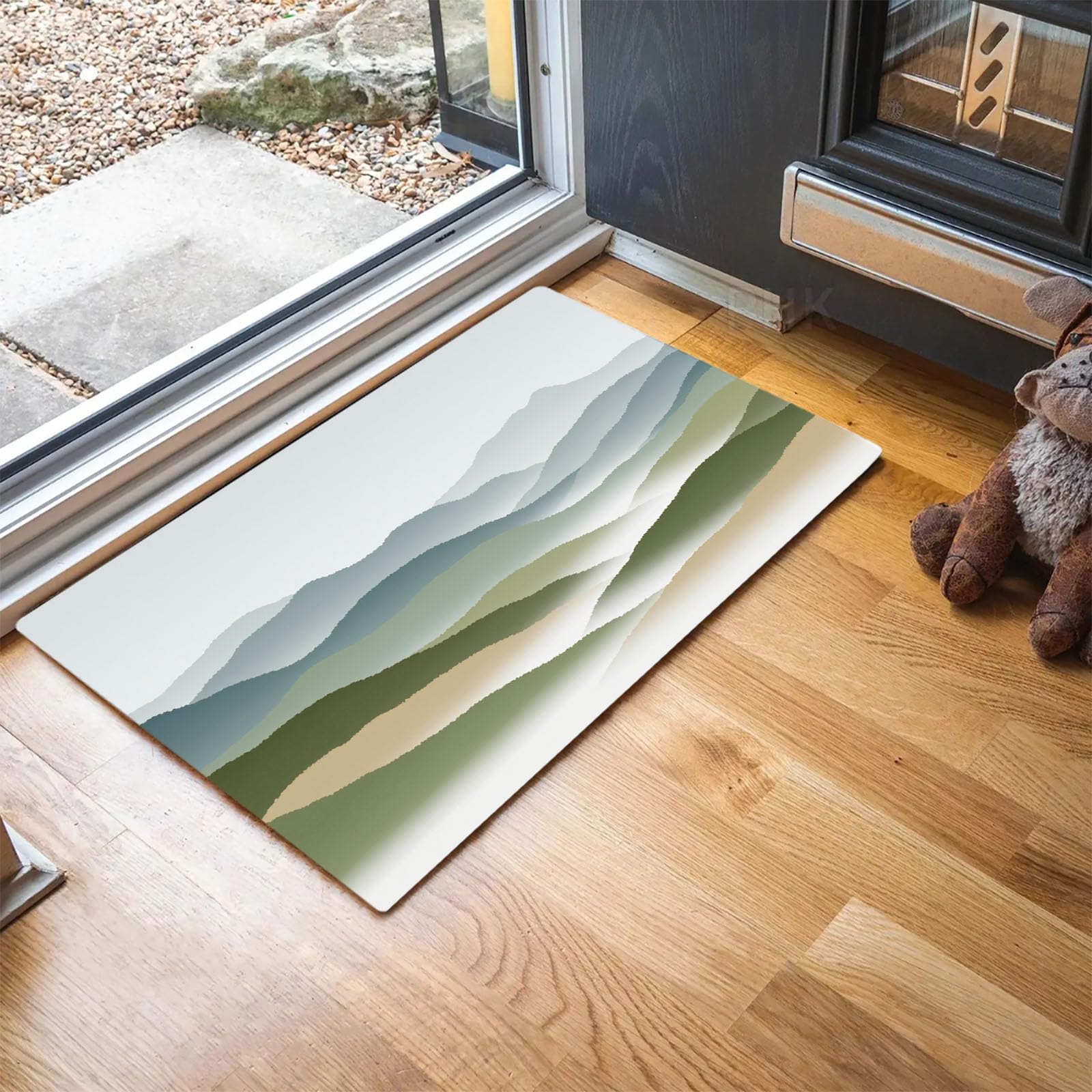 Paillasson de style minimaliste vert 80x120 cm avec tapis de bienvenue pour entrée