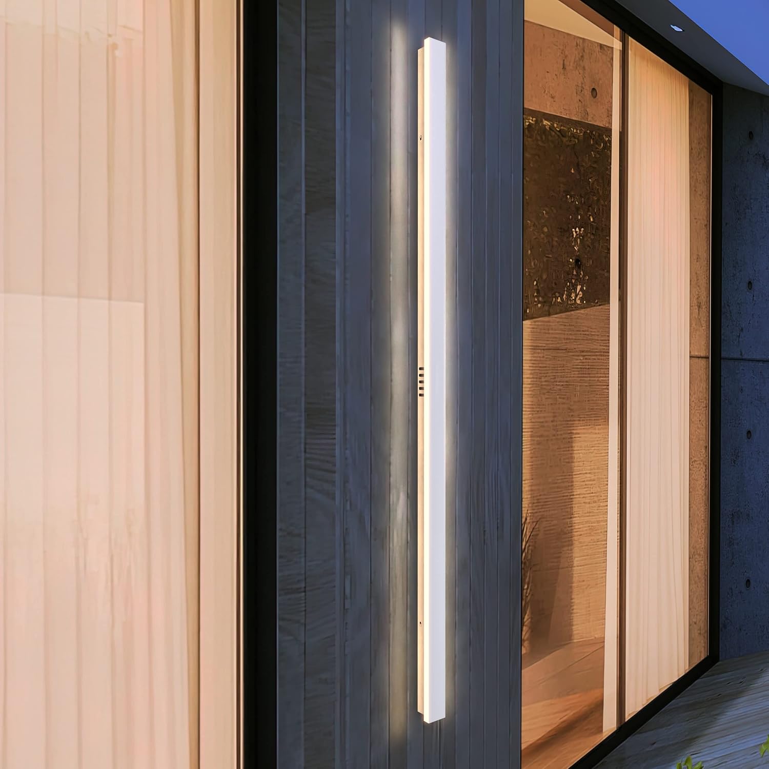 LEEKI - 60 Inches Modern Outdoor Light Fixture - Rectangular Exterior Light Fixture - 45W 3000K - IP65 Anti Rust - White - Sconces Wall Lighting