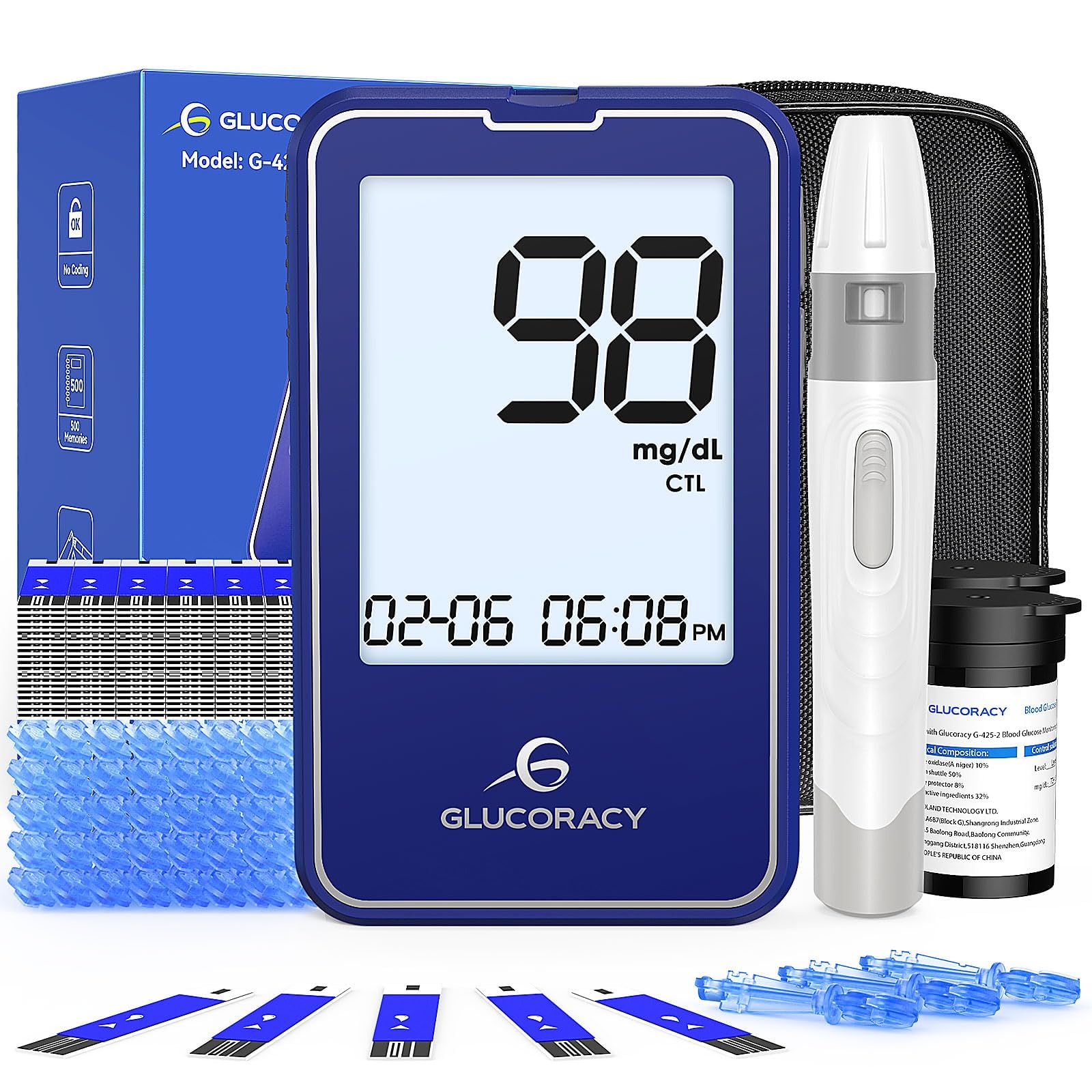 Glucoracy G-425-2 Blood Glucose Monitor Kit -1