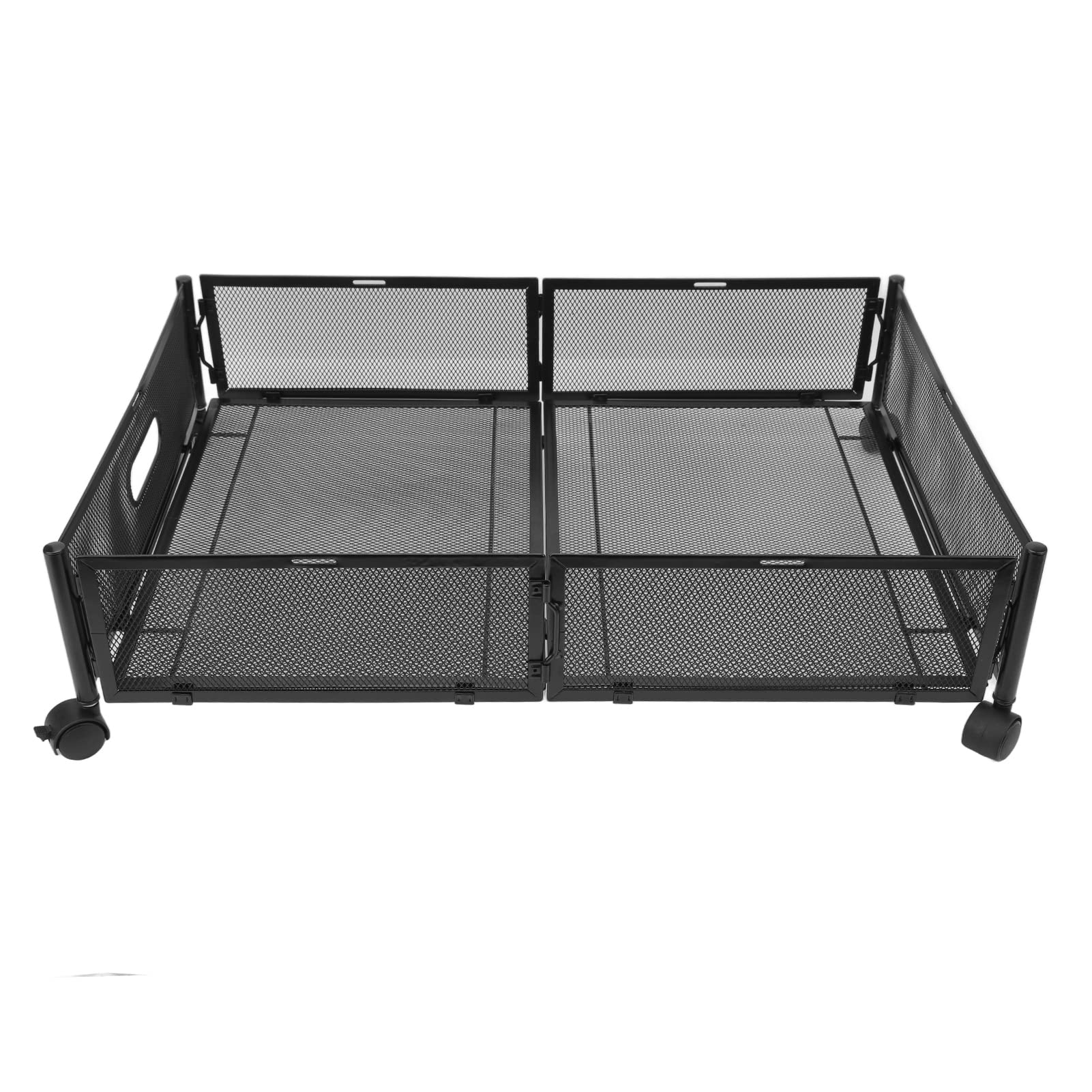Pissente Organizer Pod łóżkiem Metalowy Pojemnik do Przechowywania Pod łóżkiem 23,6 X 15,9 X 6,3 Cala z Kółkami Zdejmowana Wysuwana Szuflada Oddychająca Siatka na Ubrania Buty Zabawki (BLACK)