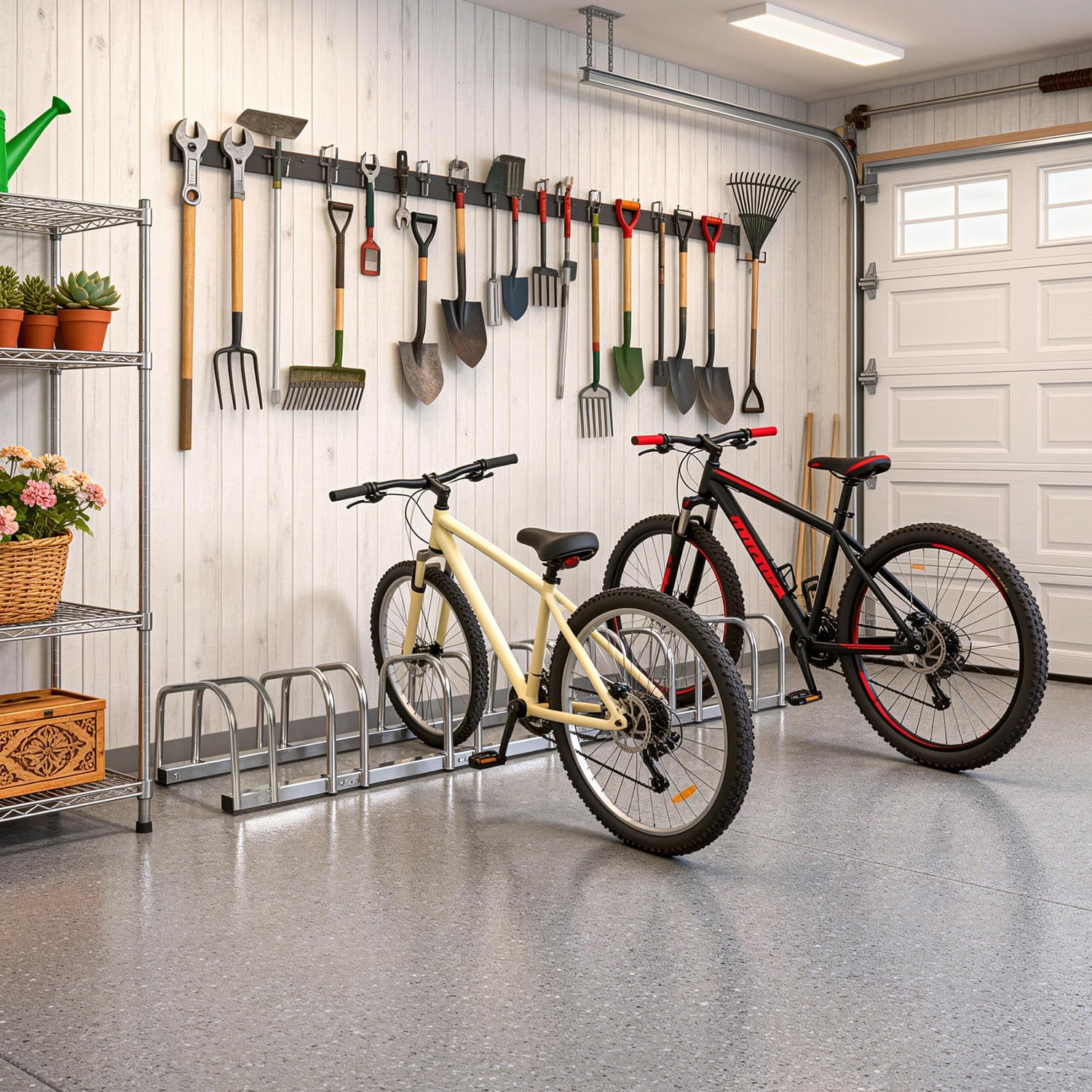 ZENY 6 Bike Rack Bicycle Floor Parking Stand for Mountain Bike Road Bike Indoor Outdoor Garage, Adjustable Bicycle Storage Organizer Stand