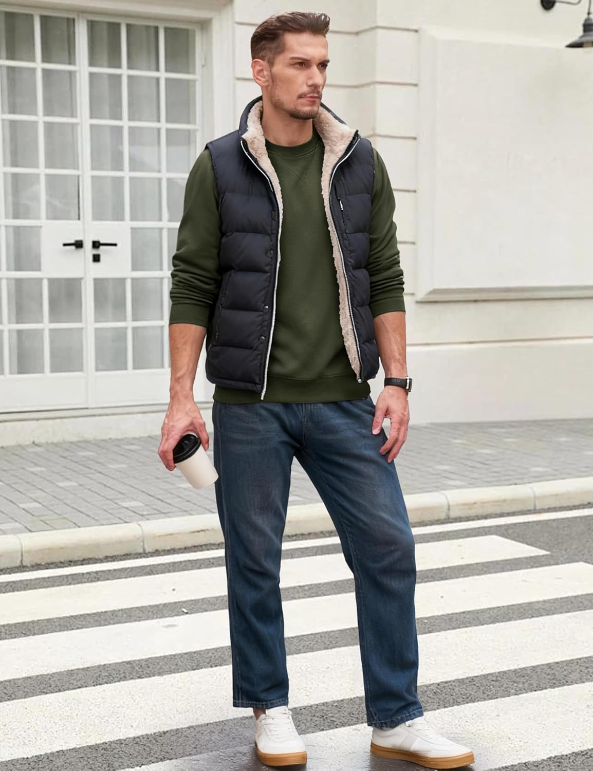 TACVASEN Men's Crewneck Sweatshirt Fleece Lined with Pocket Winter Warm Midweight Casual Long Sleeve Pullover Sweatshirt - Image 3