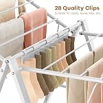 APEXCHASER Clothes Drying Rack Foldable, Metal Laundry Drying Rack Collapsible, Portable Compact Clothes Rack for Sweater Towel Indoor & Outdoor, Height Adjustable, White