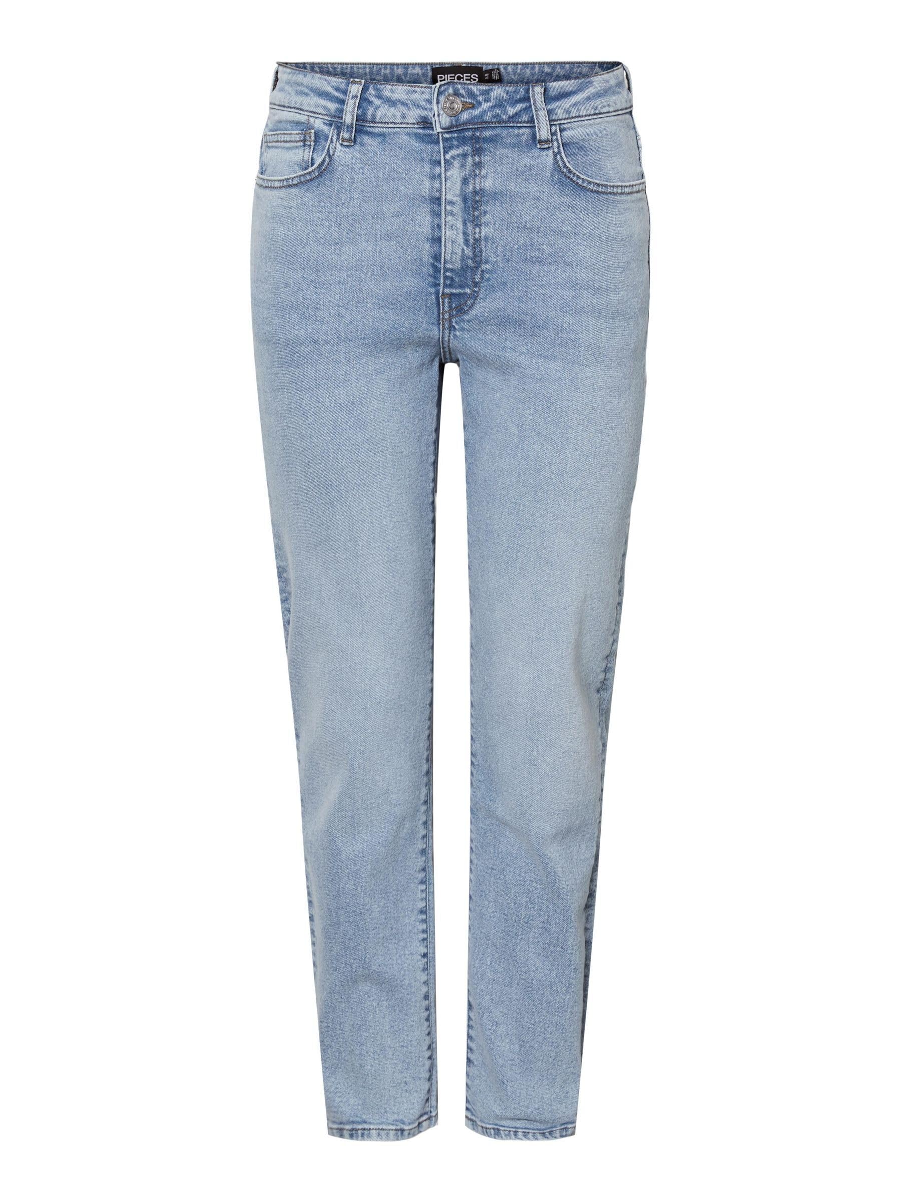 PIECES Women's Tapered Fit Jeans PCBELLA HW W26 L30 Light Blue Denim 17147971