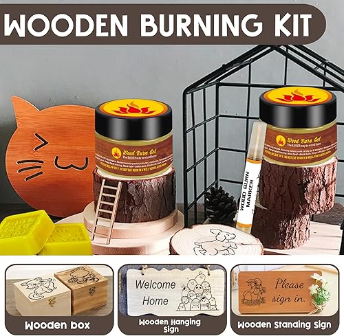 Miniatura 7 de Kit de bolígrafo de pasta de quemado de madera, gel de combustión de madera de 4 onzas, kit de marcador de quemadura de madera de doble cara para