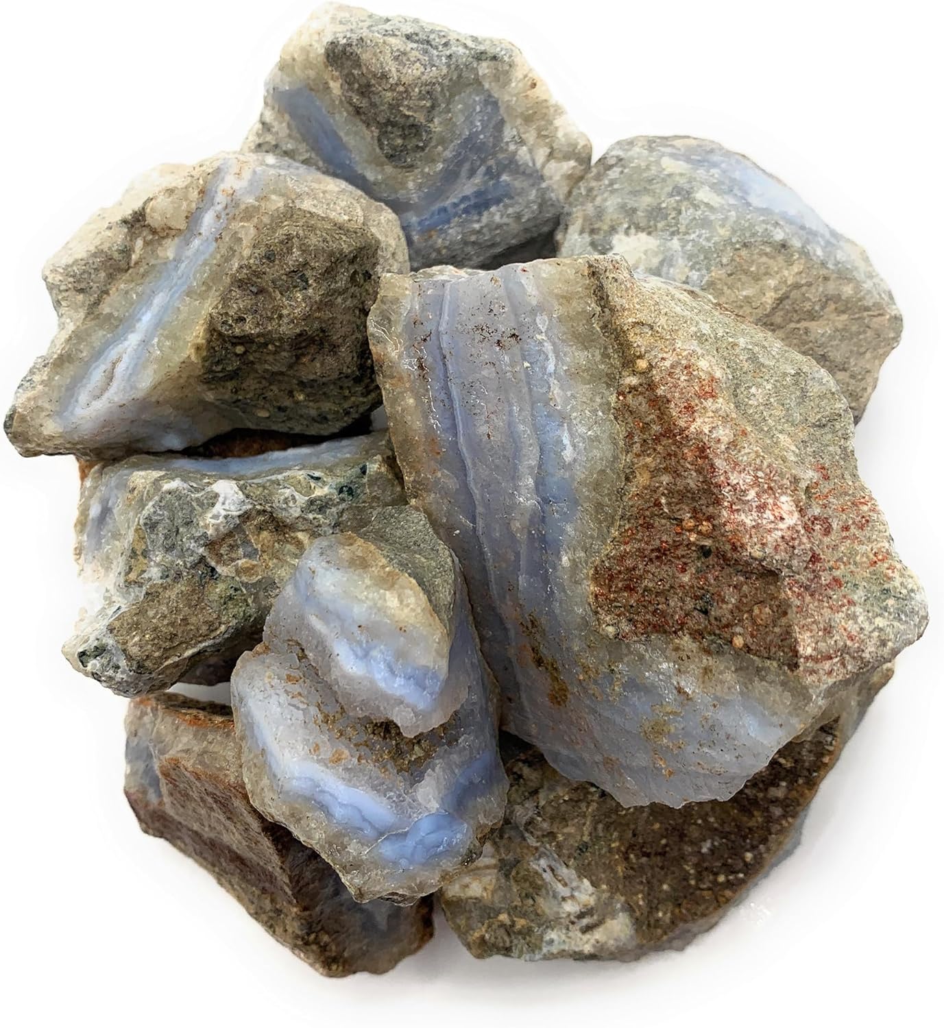 1 lb Rough Blue Lace Agate - Large 1"+ Raw Natural Stones for Arts, Crafts, Tumbling, Cabbing, Polishing, Wire Wrapping, Wicca and Reiki Crystal Healing