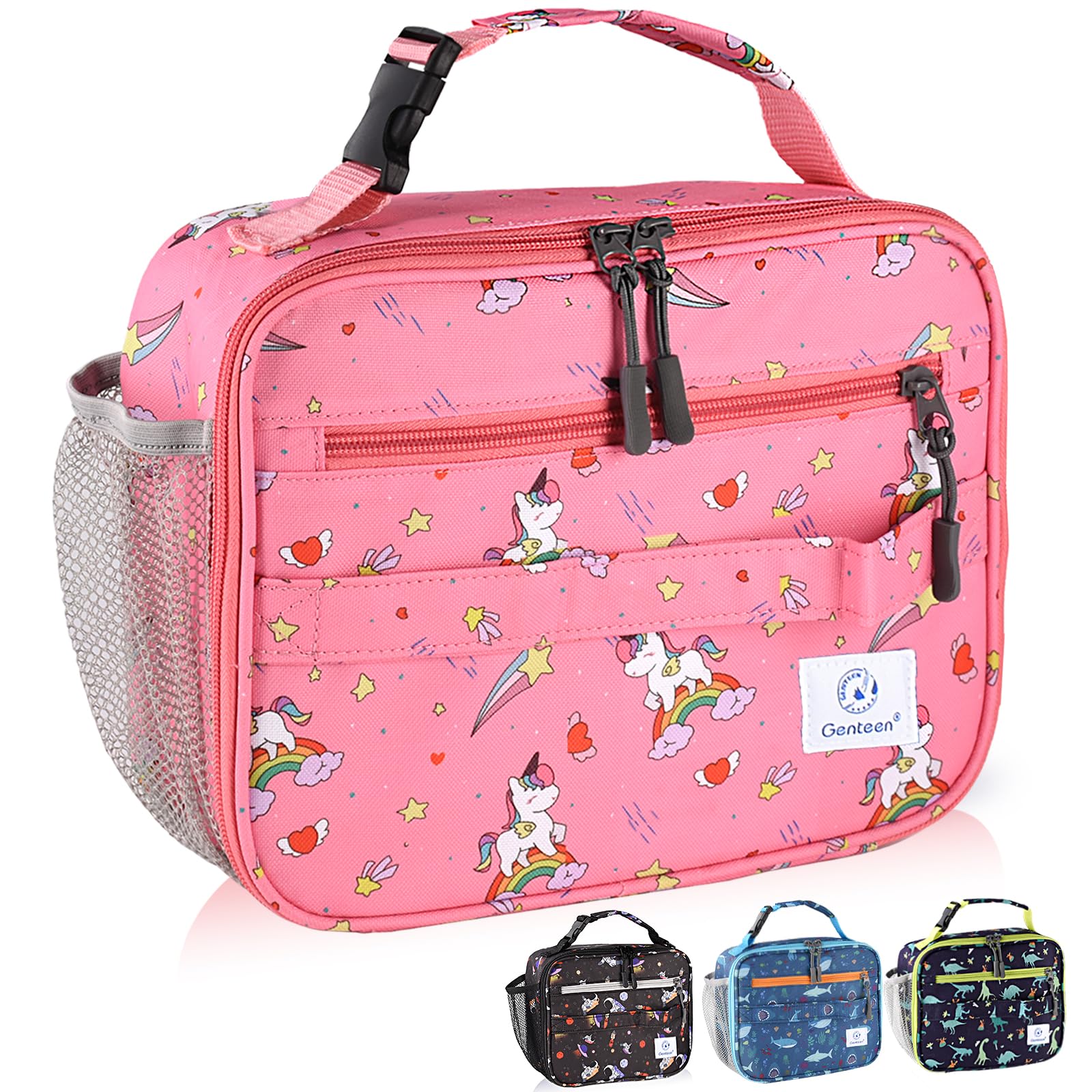 Genteen Lunch Box Kids, Prints Insulated Lunch Bag Kids Boys Girls,Soft Bag Mini Cooler Back to School Thermal Meal Tote Kit Lunch Box for School,Work,Outdoor - Star Rainbow