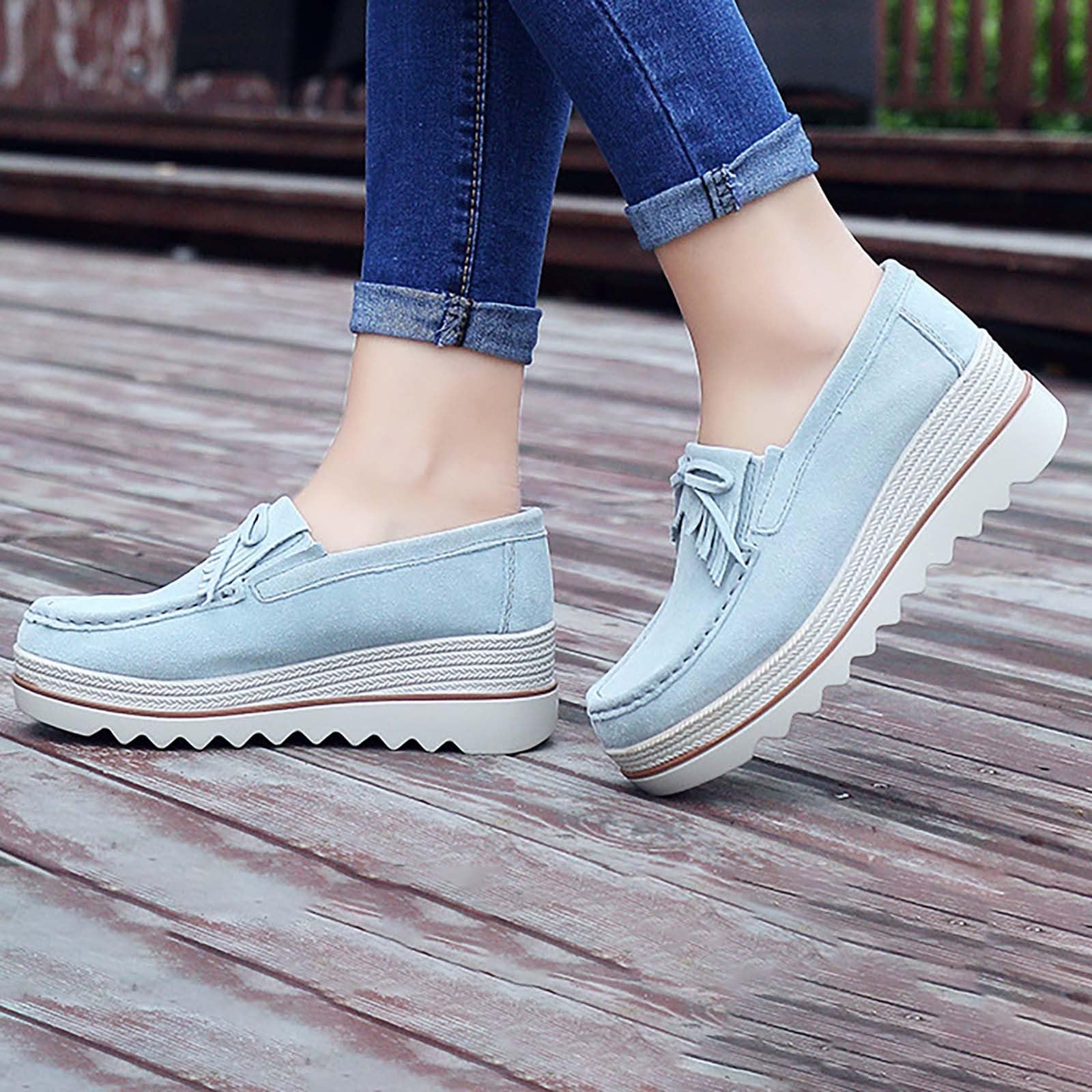 Generisch Mocasines de mujer elegantes con plataforma cómoda y mocasines de ante