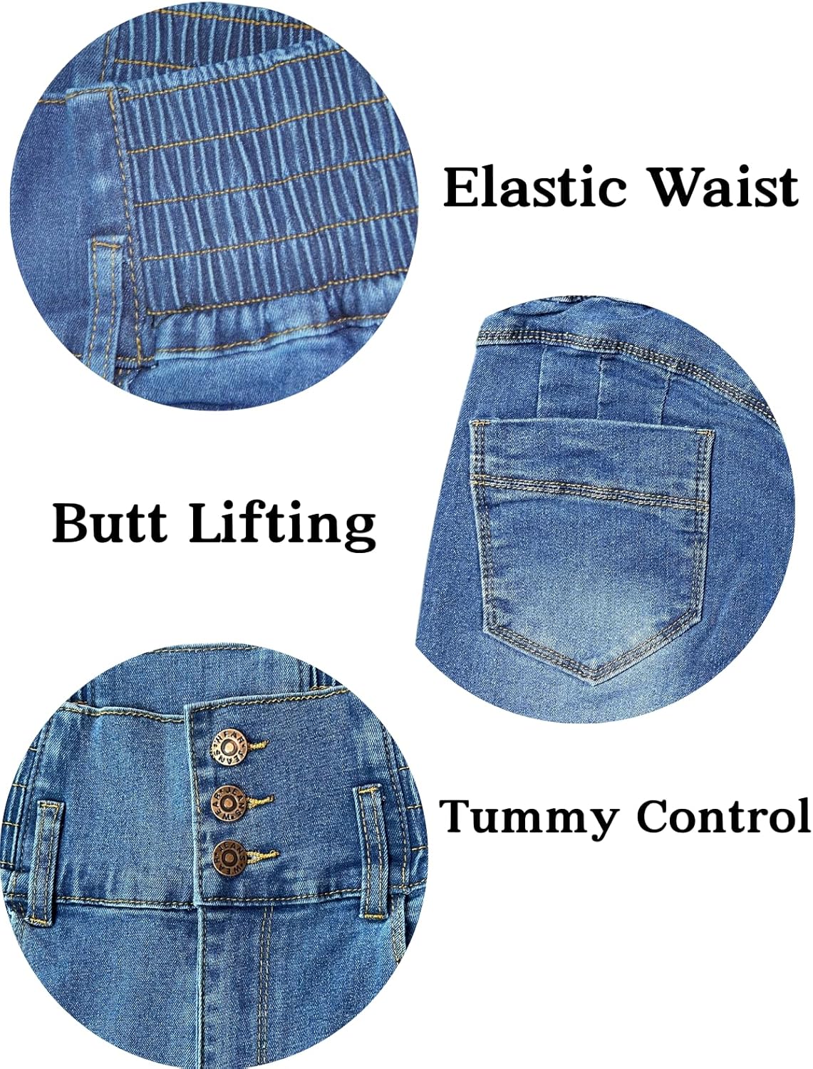 BYNNIC Women's Colombian Style Jeans Butt Lifting Elastic Waist High Waisted Jeans Tummy Control Stretchy Skinny Pants - Image 4