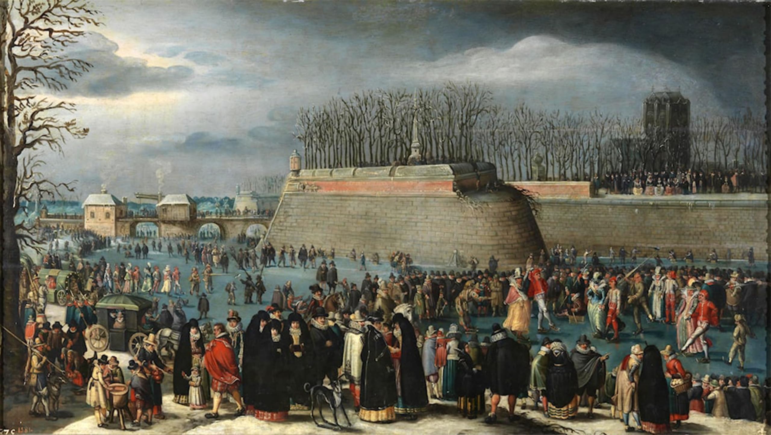 ARTXLXXBN Famous Print Painting Colorful Art Print Skating During Carnival by Denys Van Alsloot Canvas Art Decorations for Home Decor 60x90cm