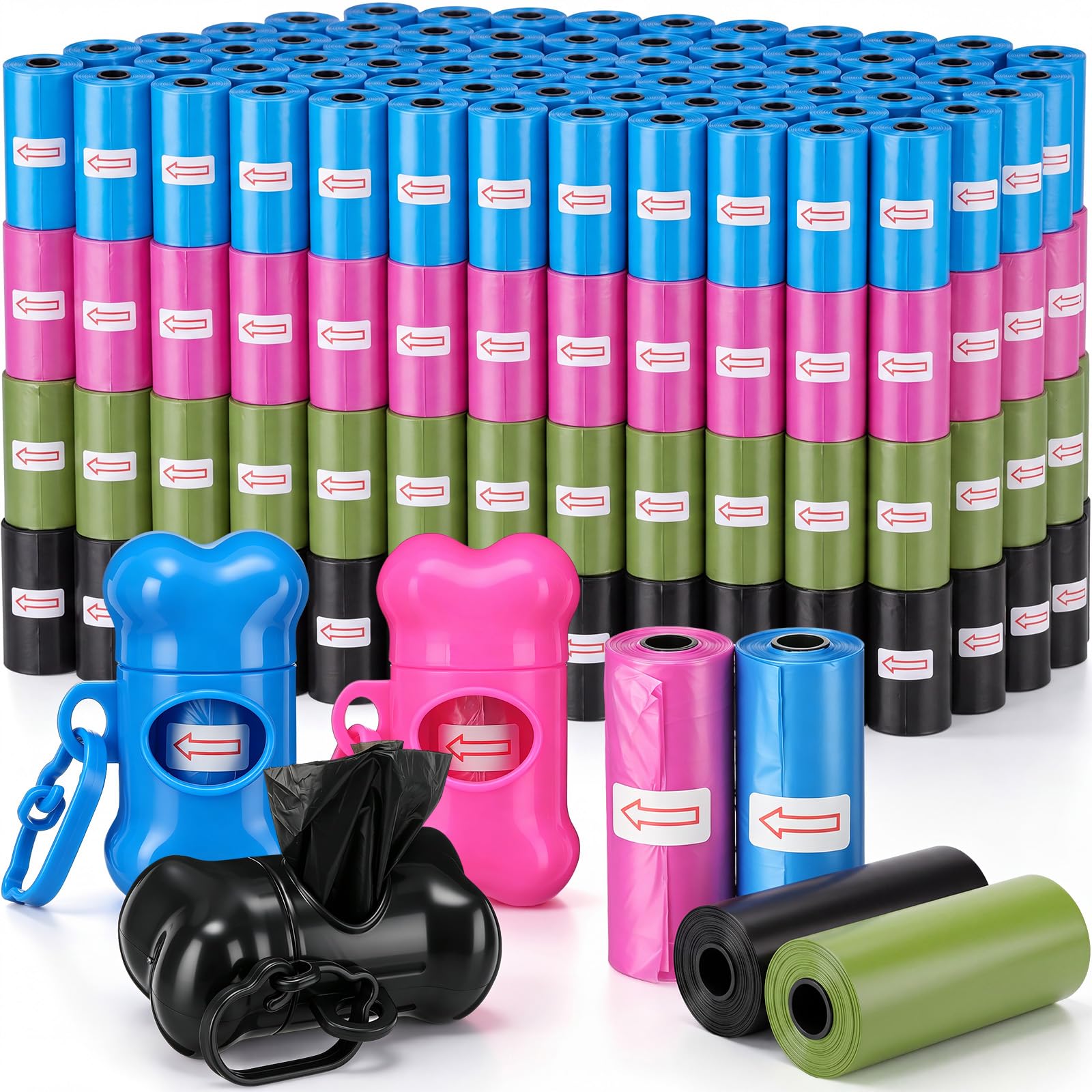 Teling 3000 Count Dog Poop Bags with 3 Dispensers, Colourful