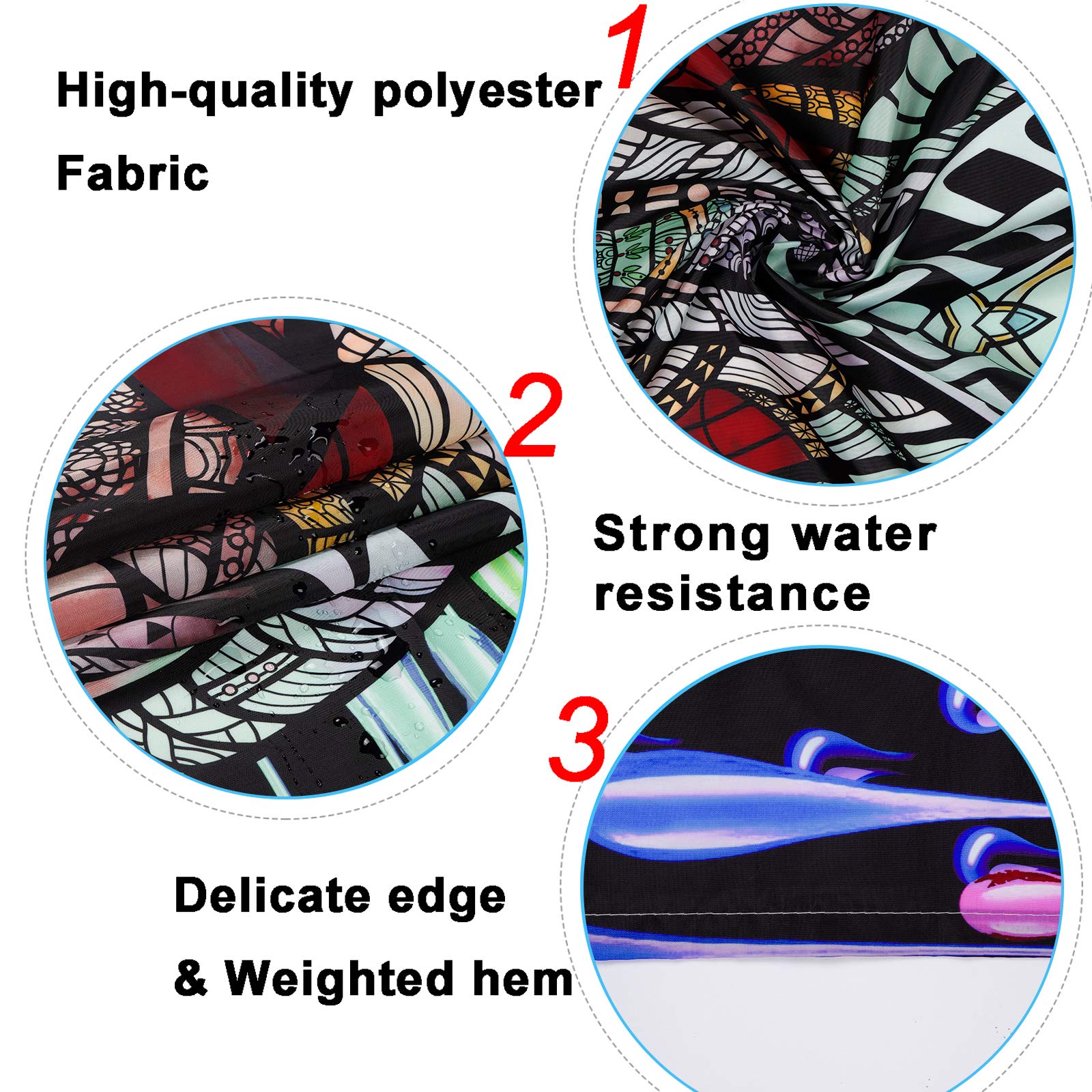 4-Piece Elephant Shower Curtain Set - Colorful African Animal, 72x72" Curtain, Bath Mat, Lid Cover, Hooks