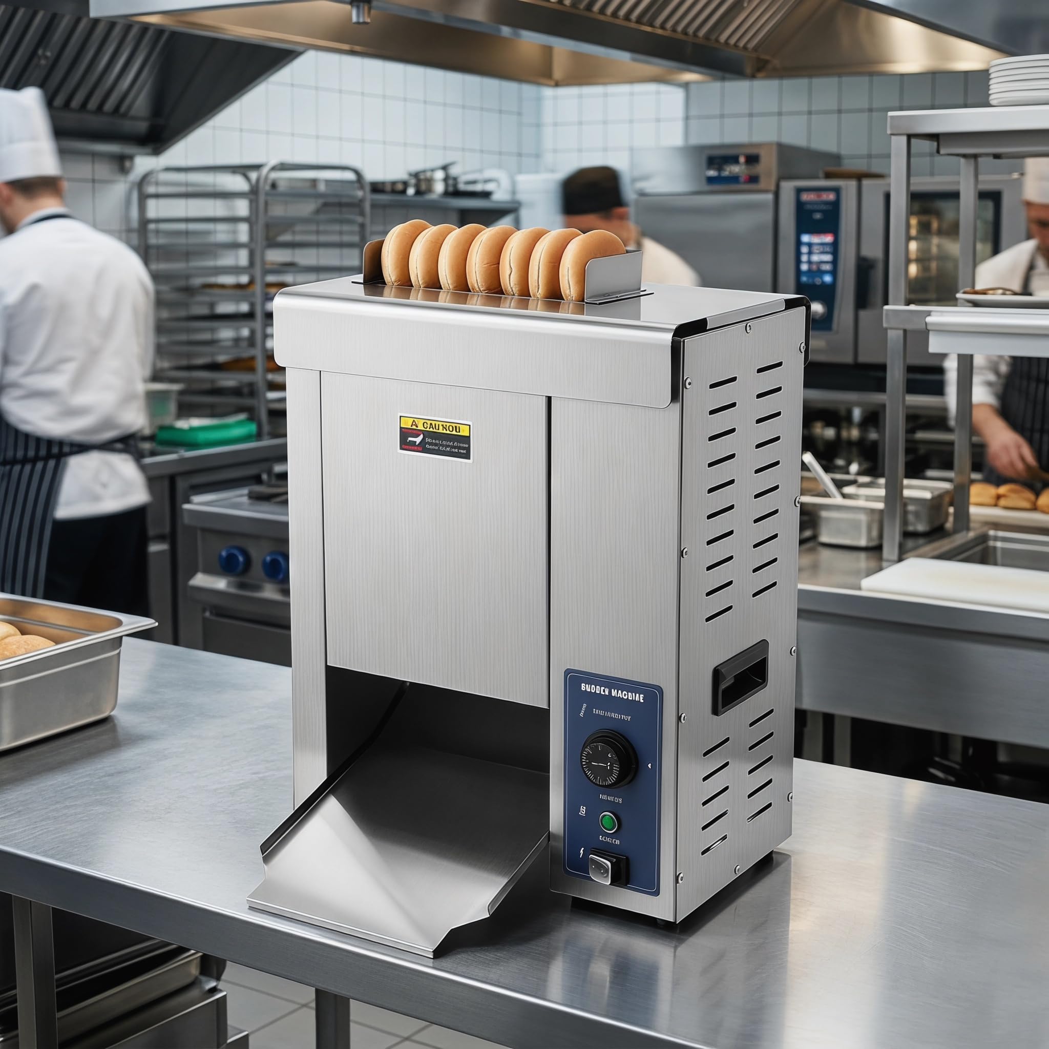 Tostadora Comercial De Pan para Hamburguesas De 2000 W: Máquina Eléctrica Vertical para Hornear con Temperatura Ajustable Y Asas Laterales Empotradas para Un Tostado Pan.