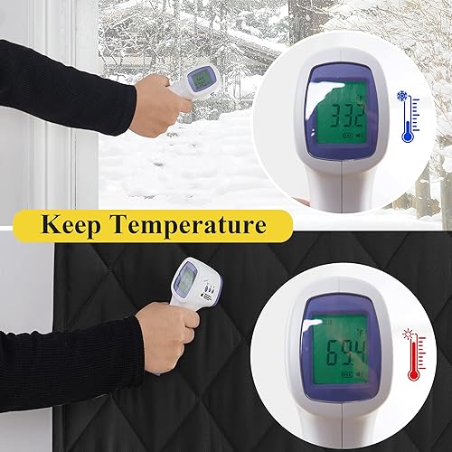 Miniatura 6 de NICETOWN Cortina de puerta aislada para invierno, cubierta de puerta de aislamiento térmico de 38 x 80 pulgadas, insonorizada, resistente al viento,