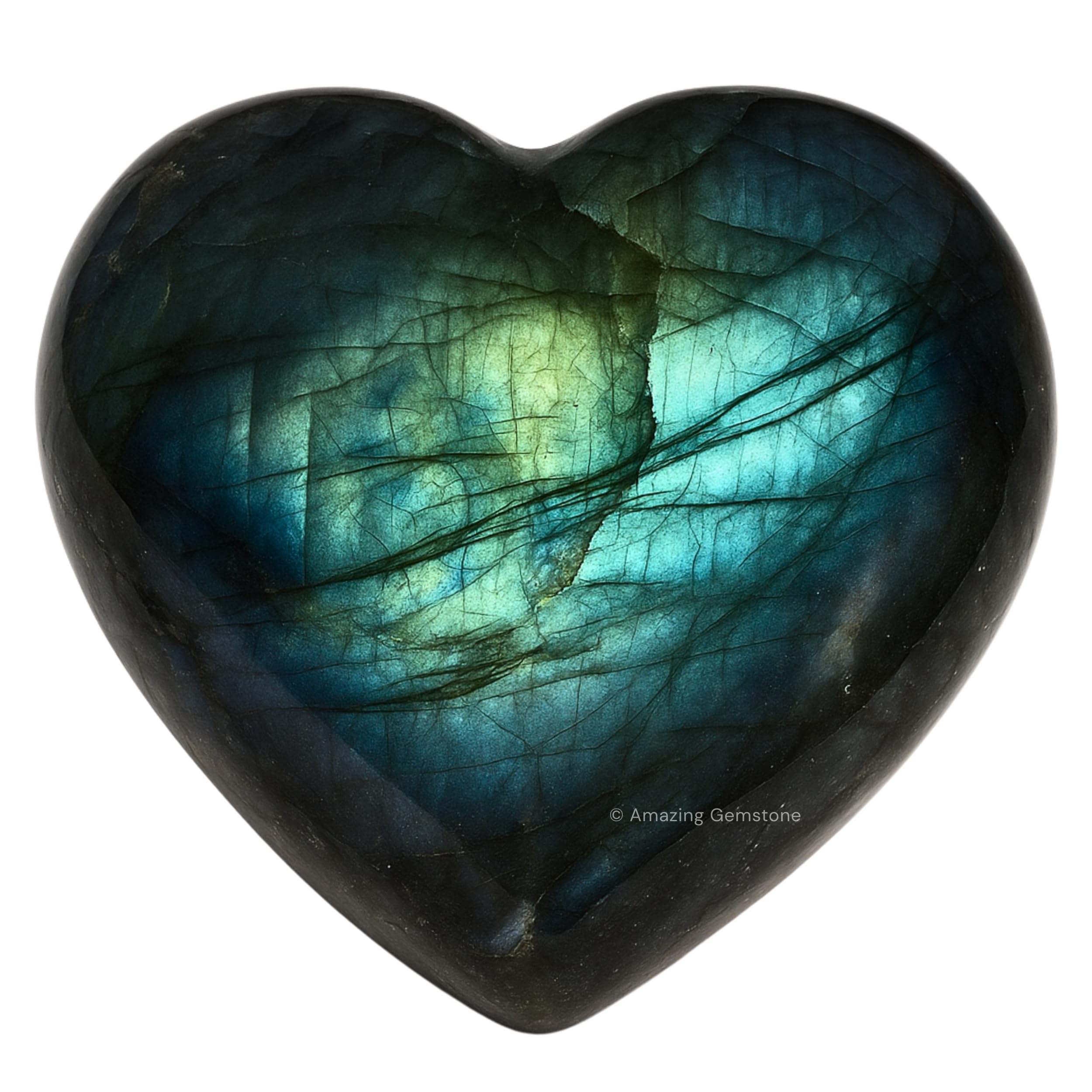 Labradorite Pierre Naturelle Cœur en Cristal de Guérison - Cristal de Roche Poli Élégante Pierre pour Équilibre Énergétique et Méditation, Idéal pour Cadeaux Spirituels et Décoration Intérieure