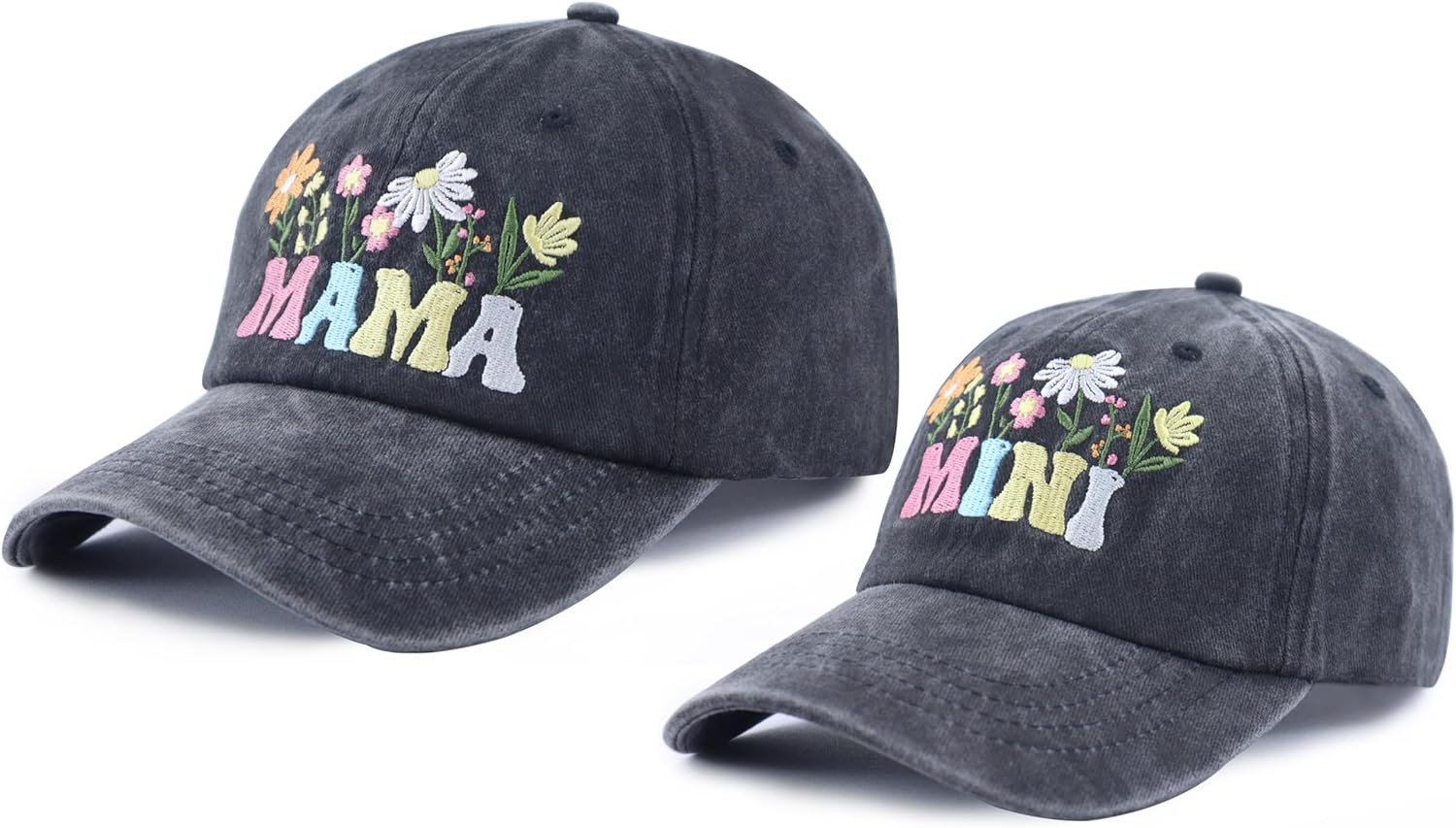Mama and Mini Hats for Women Girls, Flower Decor Mom and Daughter Outfits Baseball Cap - Image 2