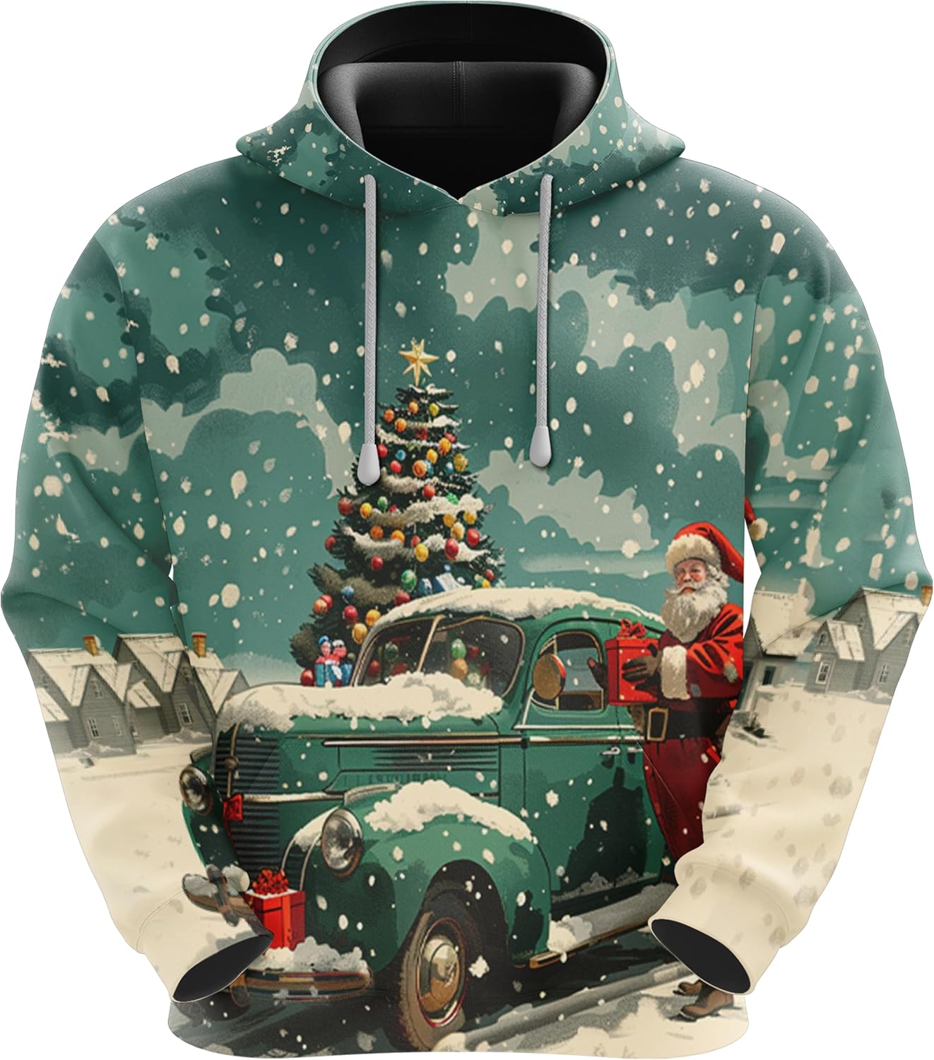 Men's Christmas Fleece Hooded Sweatshirt - 3D Winter Printed Pullover Hoodie Men Women Set 25