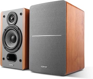 Edifier P12 Passive Bookshelf Speakers Pair - 4" Woofer, Silk Dome Tweeter, Built-in Wall Mount, Wood MDF Enclosure - Amplifier Required