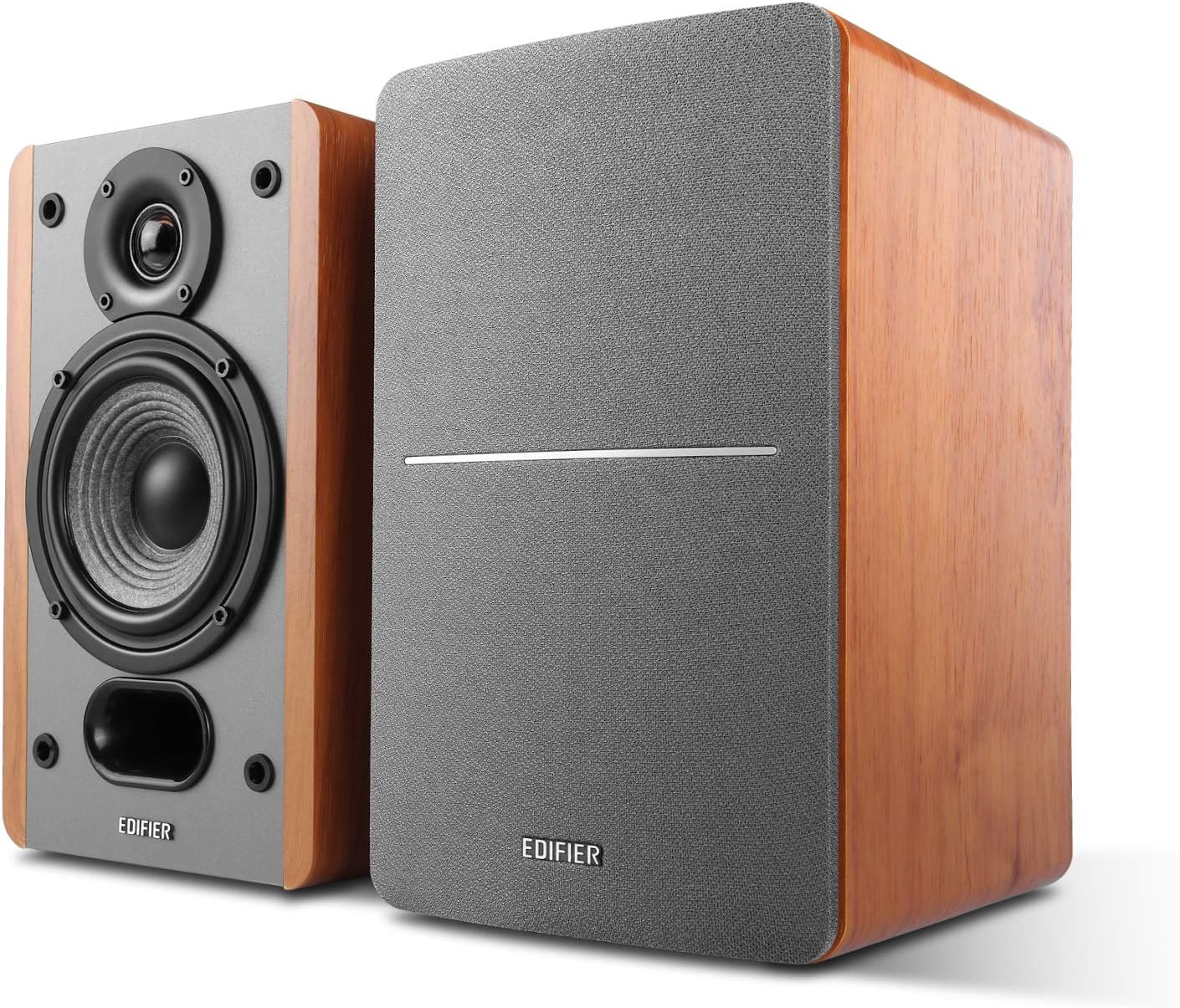 P12 Passive Bookshelf Speakers - 2-way Speakers with Built-in Wall-Mount Bracket - Wood Color - Pair - Needs amplifier or receiver to operate - Receiver/Amplifier Sold Separately