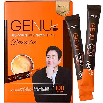 GENU Stevia Protein Coffee Mix 100 sticks, Barista Koreas No.1 Selling Zero Sugar Protein Coffee Mix