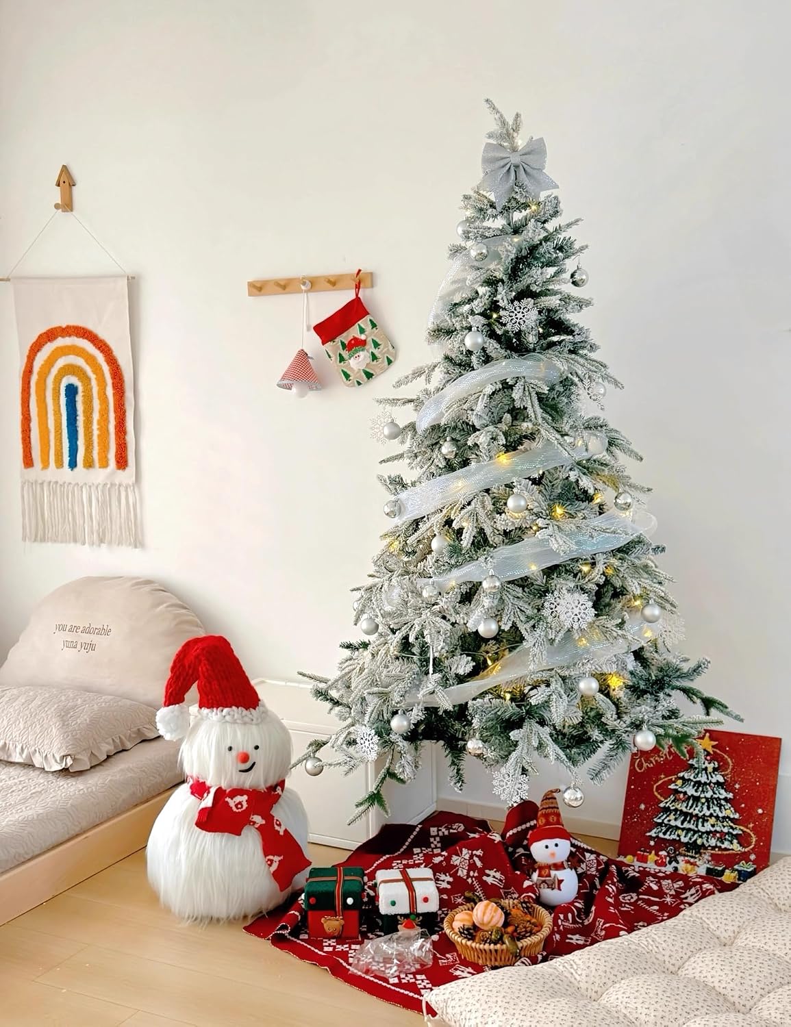 季節用品 植毛クリスマスツリー、雪に覆われたツリー、組み立て簡単 