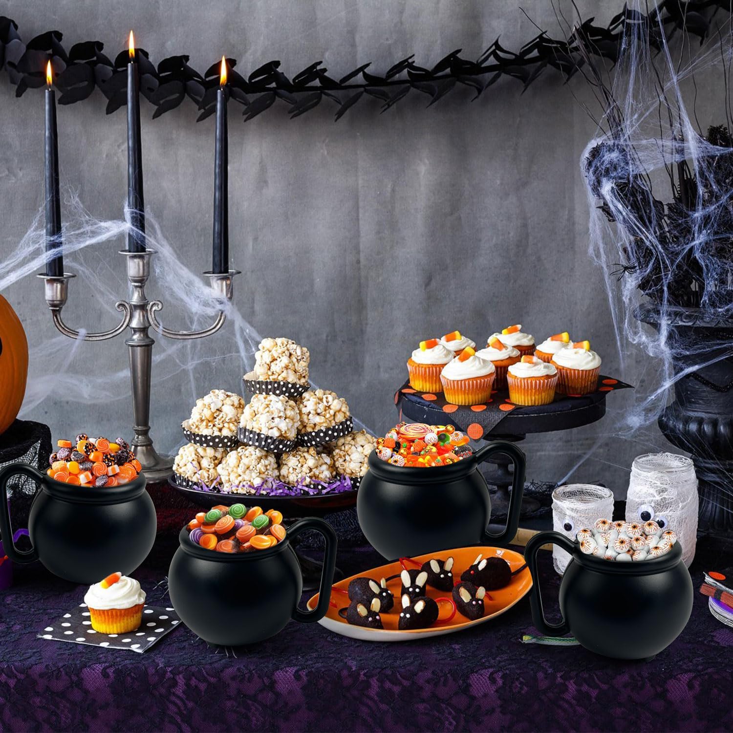 15 Pcs Halloween Cauldron Mug Plastic Cauldron Pot Cups Party Serveware Witches Mug, 15 OZ