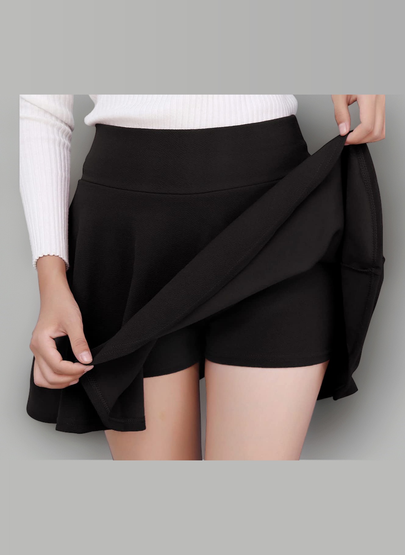 DJT Women's Skirts Stretchy High Waist Pleated Casual Mini Skater Skirts with Shorts