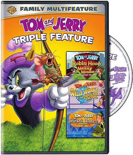 Tom Jerry Triple Feature Sherlock Holmes Willy Wonka Robin Hood DVD