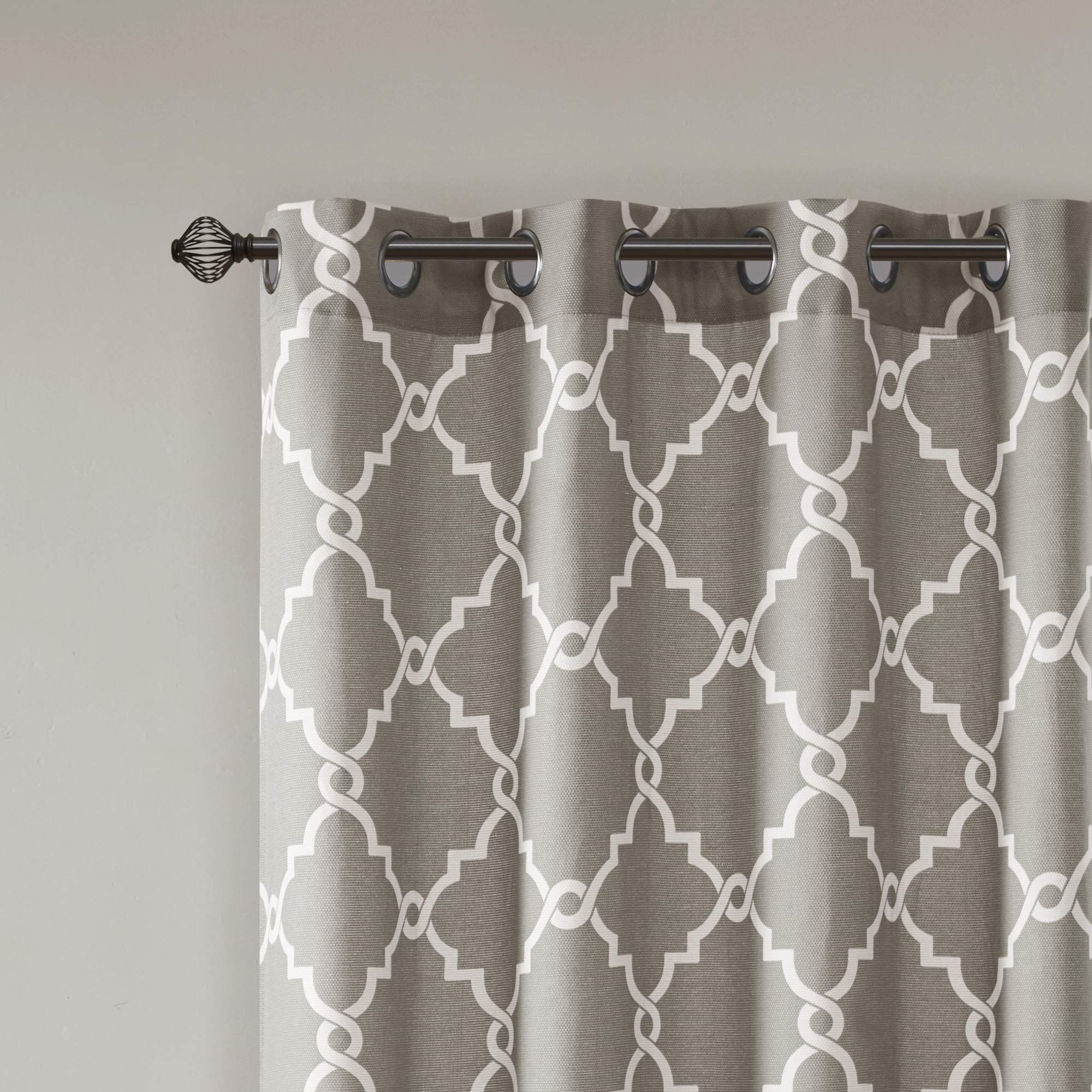 Madison Park Single Window Curtain Light Filtering Fretwork Print 1 Panel Grommet Top Drape/Valance for Living Room Bedroom and Dorm Polyester Blend - Image 4