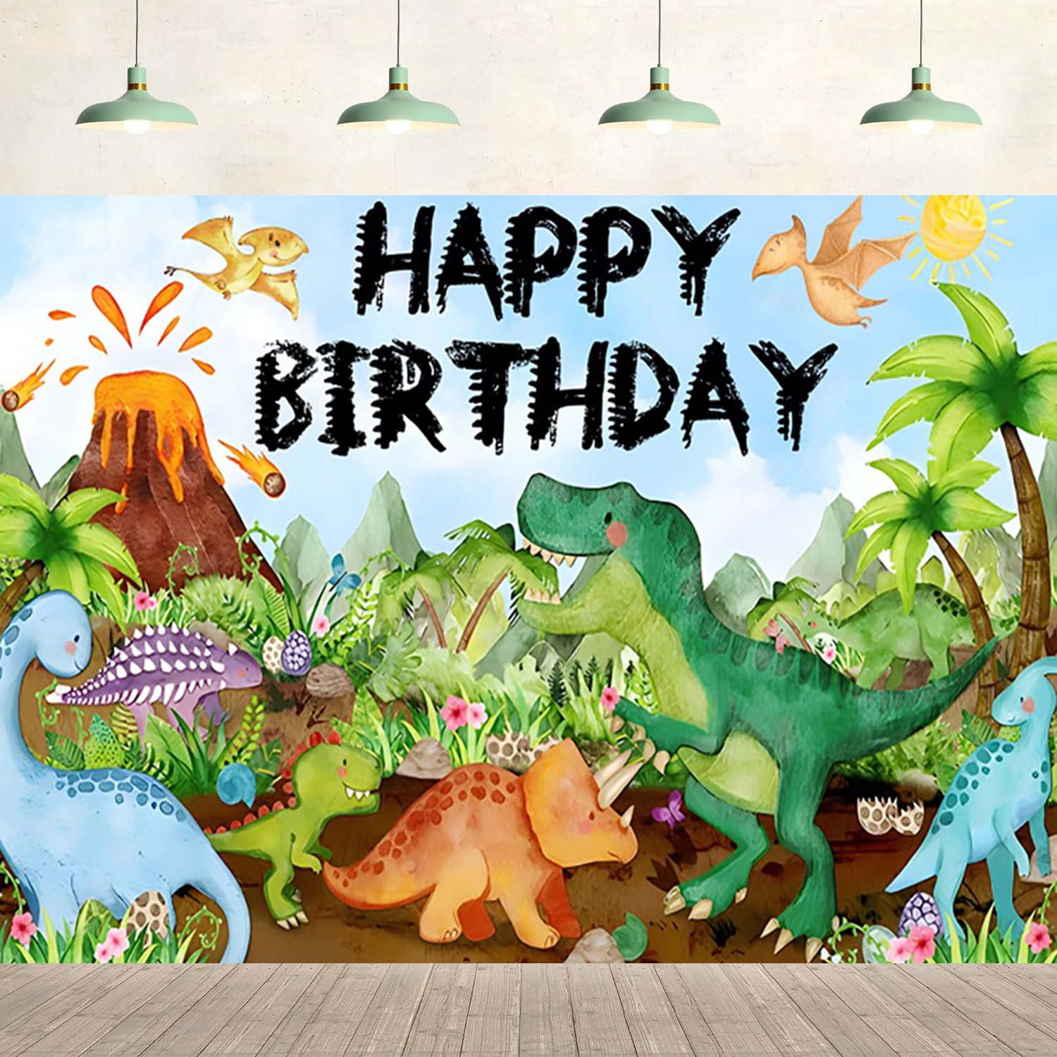 7x5ft Happy Birthday Backdrop Pink Stars Cloud Hot Air Balloon Cartoon Background Party Supplies Banner Wall Decoration Cake Table Decor Photography