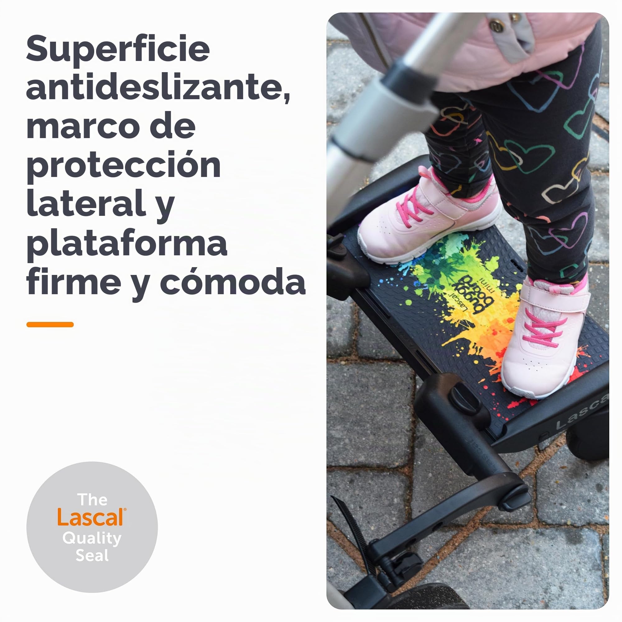 Lascal BuggyBoard Mini Plataforma con ruedas para carrito infantil, accesorio para niños de 2 a 6 años (22 kg), compatible con casi todas las sillitas de paseo, negro