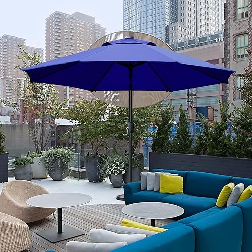 Vista 70 de Sunnyglade - Sombrilla de mesa de 9 pies para exteriores, con 8 varillas resistentes Negro