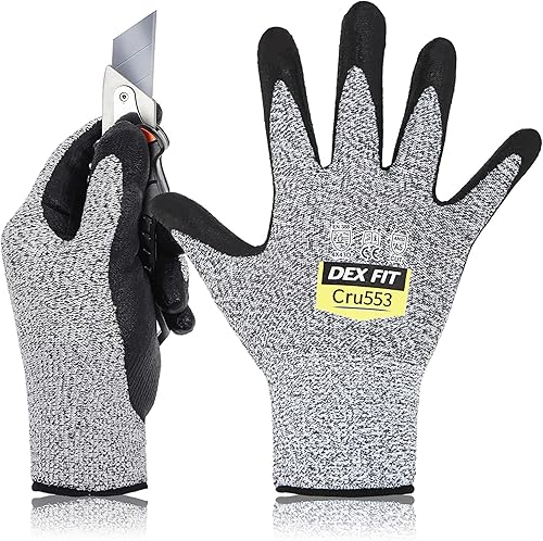 Miniatura 7 de DEX FIT Level 5 Cut Resistant Gloves Cru553, 3D-Comfort Fit, Power Grip, Professional, Durable, Touchscreen, Thin, Cool Azul