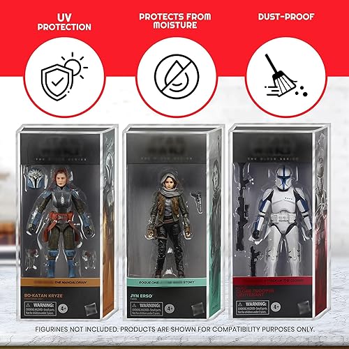 Miniatura 5 de EVORETRO Estuche de exhibición para figuras de acción Compatible con Hasbro Star Wars 2020 Serie Negra Caja inclinada para figuras de acción de 6