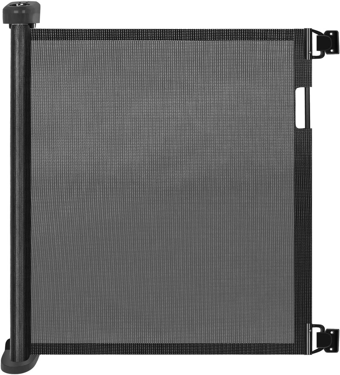 Retractable Baby Gate for Stairs, PRObebi Retractable Dog Gate 34" Tall Extends to 72" Wide, Retractable Safety Gate for Indoor/Outdoor/Stairs/Doorways/Deck/Banisters (Black) B-black 34" Tall x 72" Wide