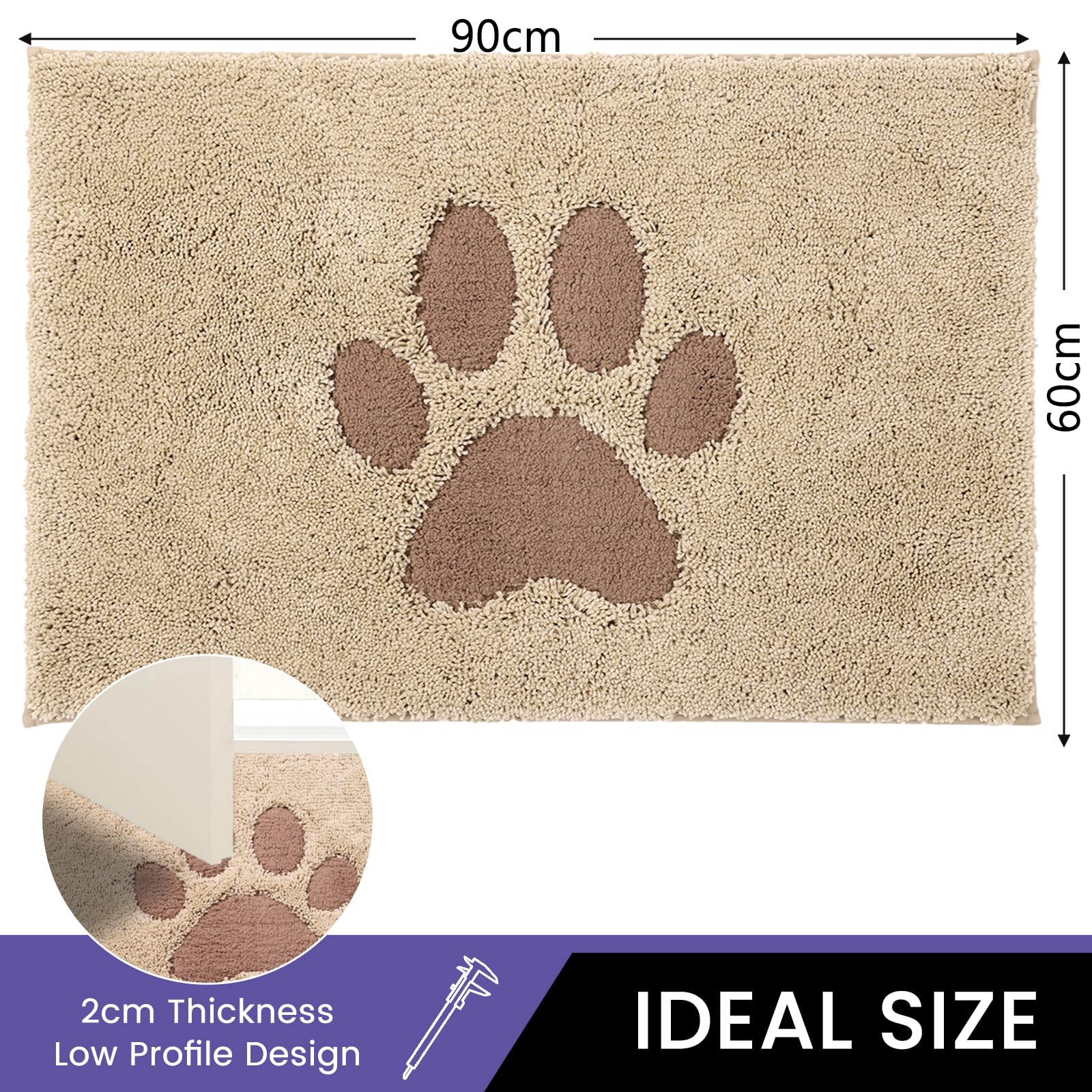 Oiilores Dirt Trapper Door Mat Indoor 60 x 90 cm, Non-Slip Washable Rug - Image 2