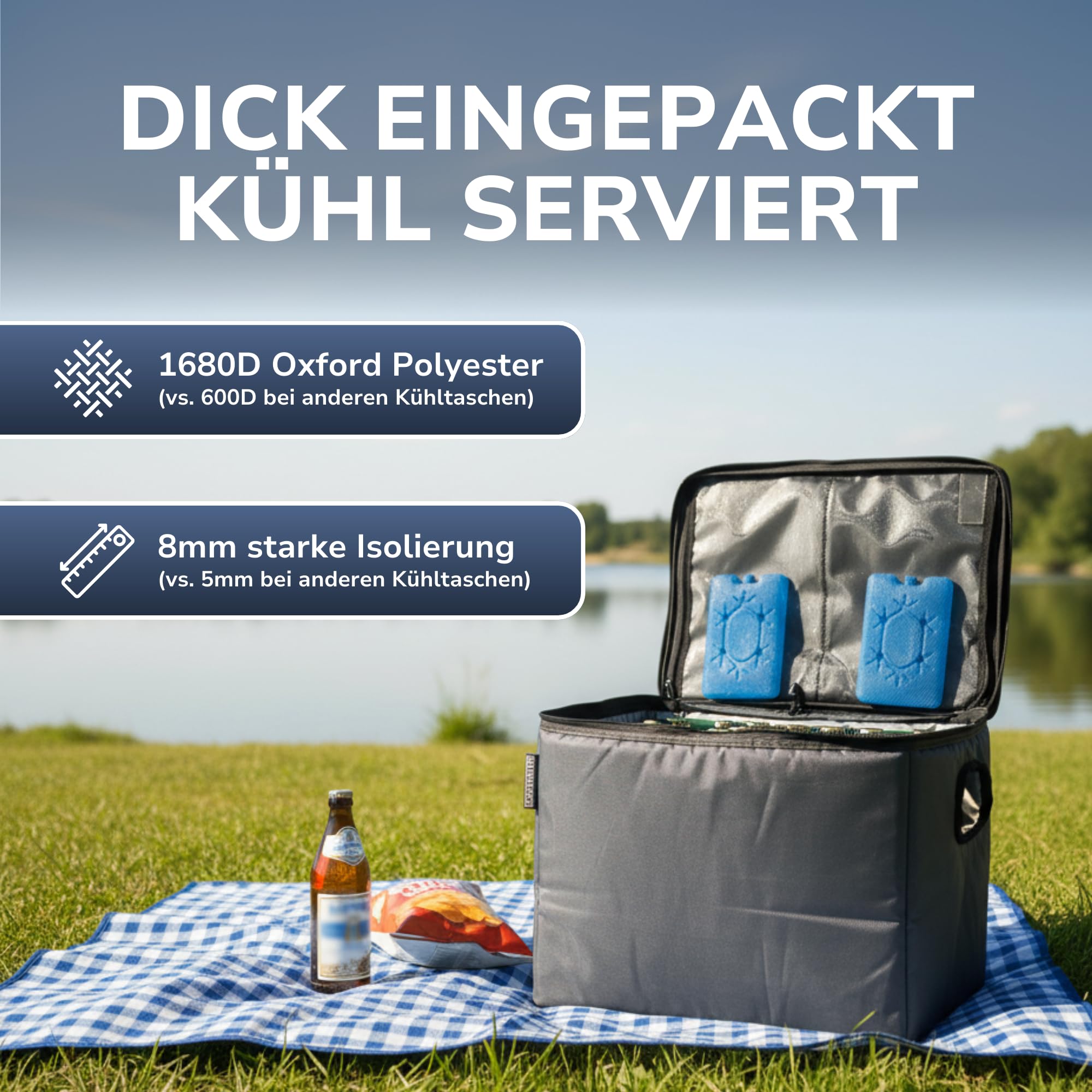 BIERBUDDY - Kühltasche für Bierkasten – Faltbare, isolierte Thermotasche für Bier – leicht & robust – ideal für Grillen, Party, Festival & Camping